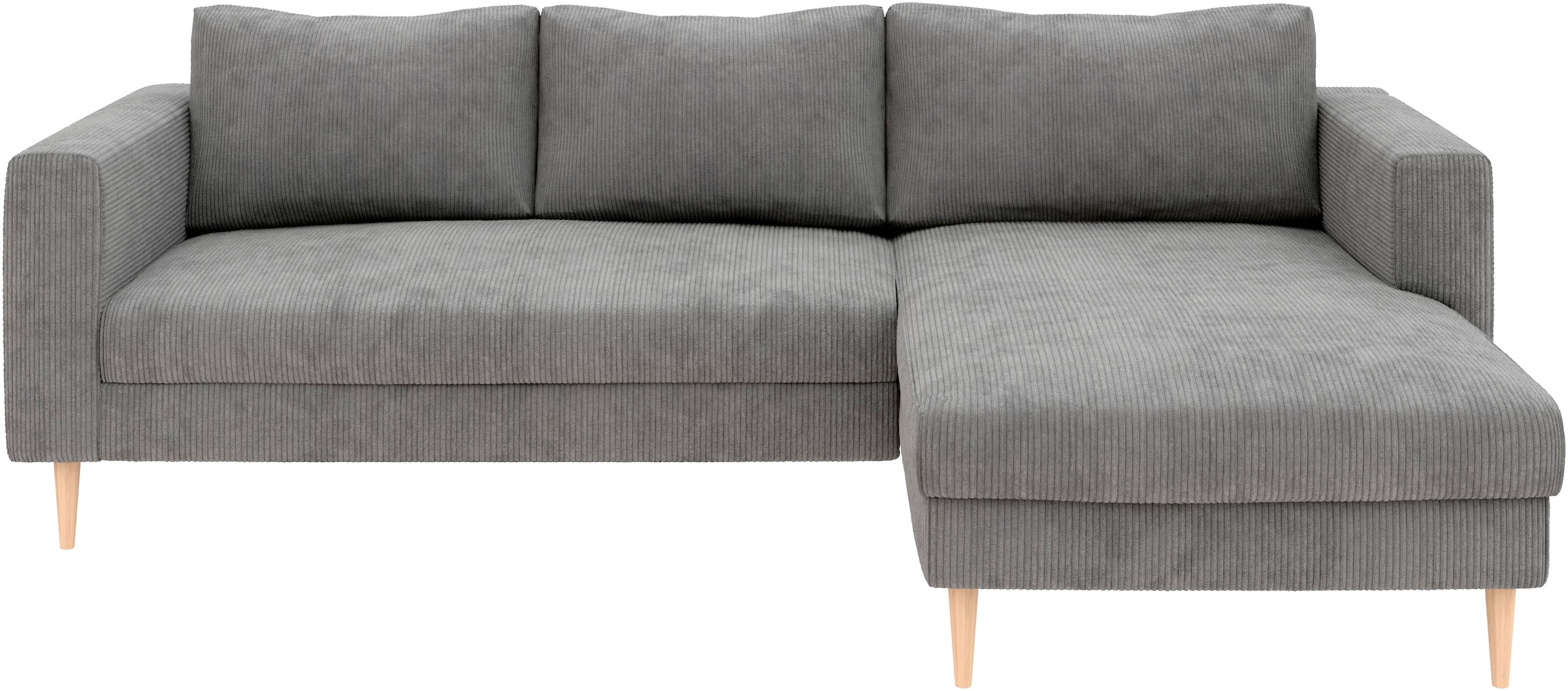 TRENDMANUFAKTUR Ecksofa »Amazing, wahlw. mit Schlaffunktion & Bettkasten, Fuß Buche lackiert« Recamiere beidseitig montierbar, Sofa in L-Form, 232 cm