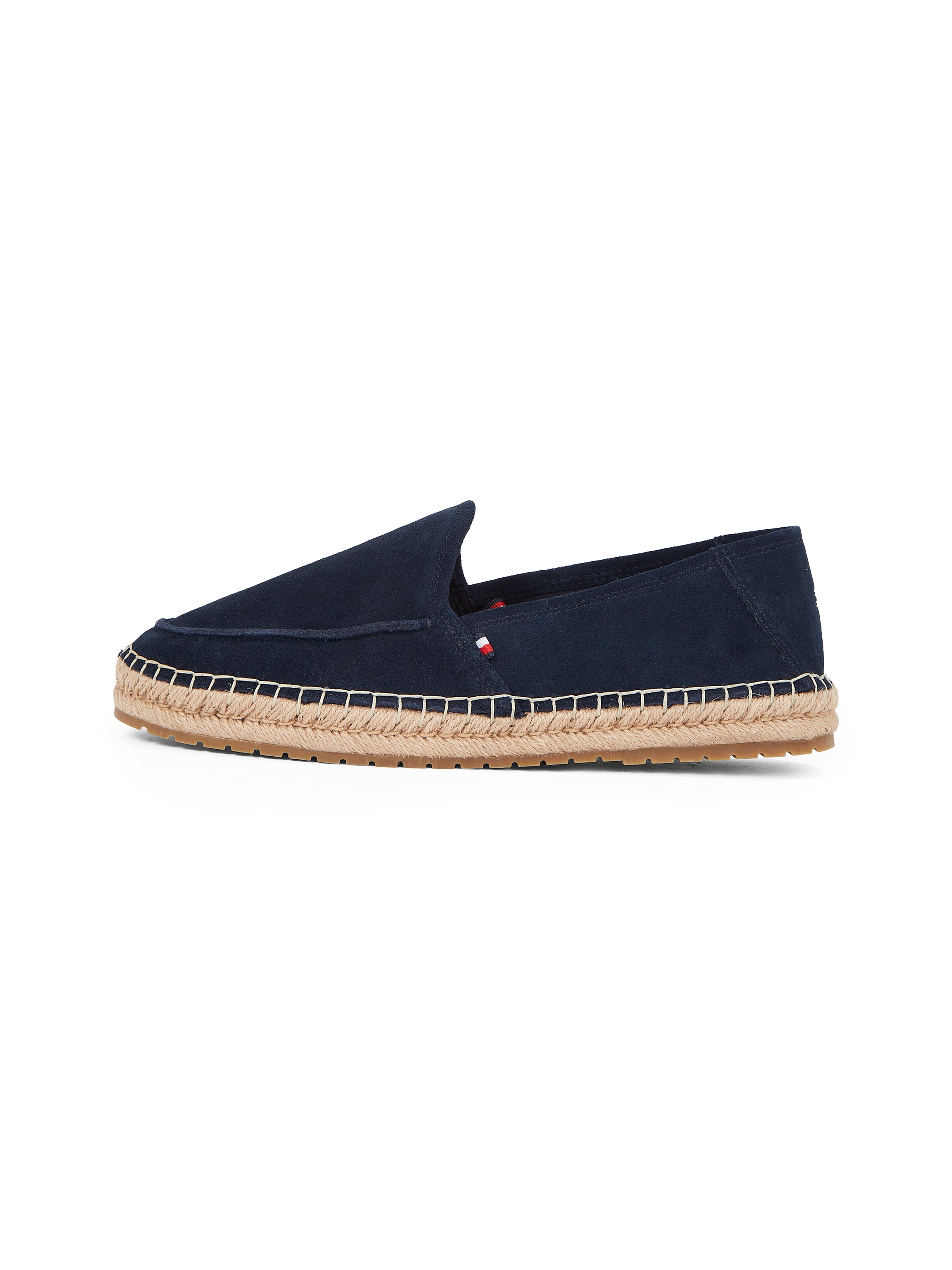 Tommy Hilfiger Espadrille »HILFIGER FLEX ESPA SUEDE LOAFER«, Sommerschuh, Schlupfschuh, Slipper mit Bastbezug am Plateau