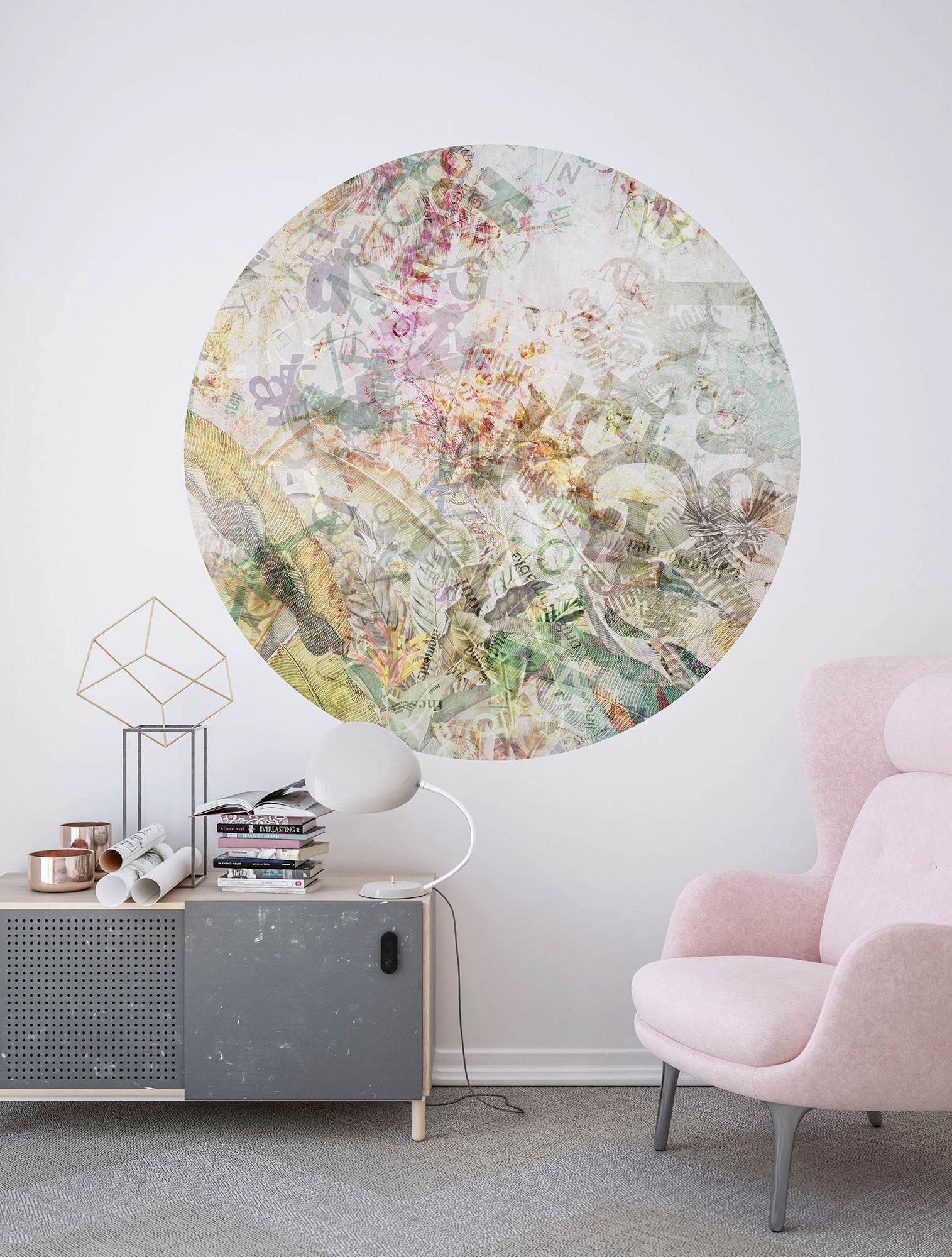 Komar Fototapete »Vlies selbstklebend - Round Stories - Größe 125 x 125 cm«, bedruckt, Wohnzimmer, Schlafzimmer