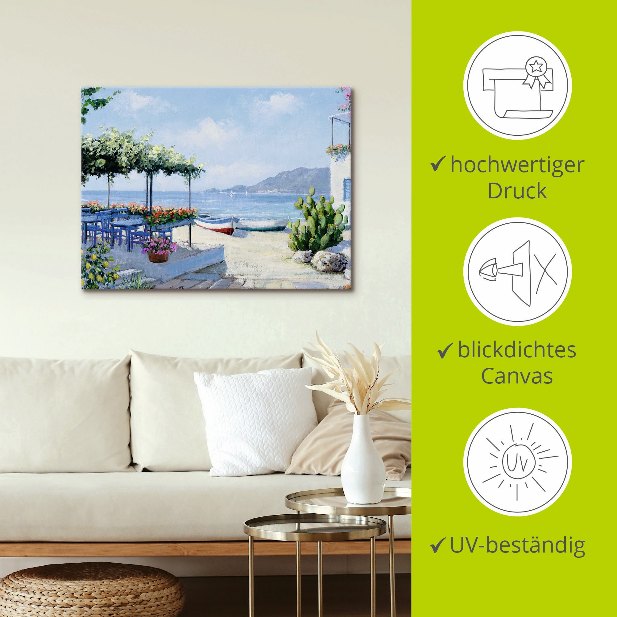 Artland Leinwandbild »Toller Meeresblick« Gewässer 1 Stk. tlg. auf Holzrahmen gespannt