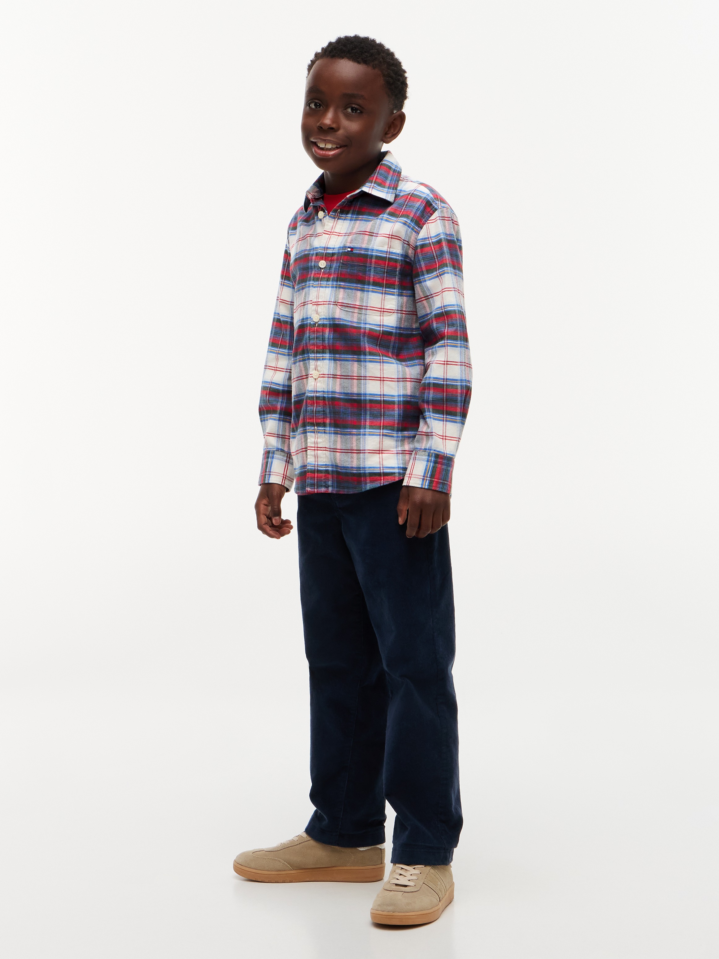 Tommy Hilfiger Langarmhemd Karo-Design, Regular Fit, Kinder bis 16 Jahre