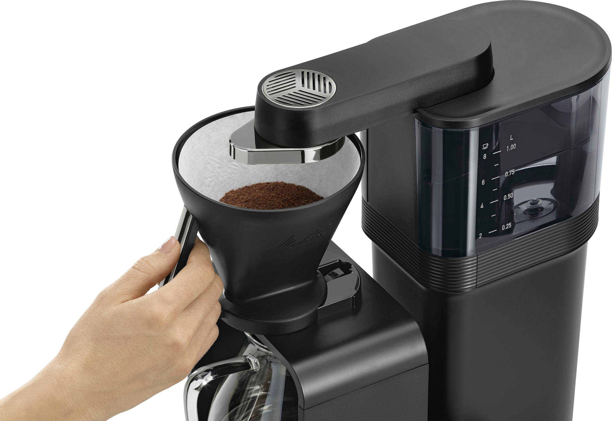 Melitta Filterkaffeemaschine »epour® 1024-11 Schwarz/Silber«, 1 l Kaffeekanne, Papierfilter, 1x4