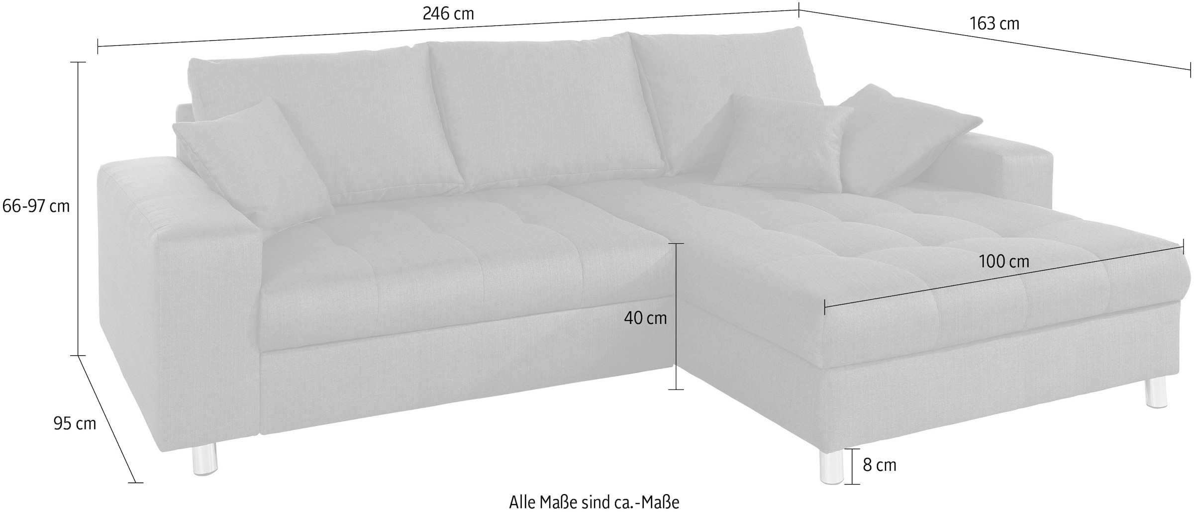 Mr. Couch Ecksofa »Tobi L-Form«, wahlweise mit Kaltschaum (140kg Belastung/Sitz), RGB-LED-Beleuchtung