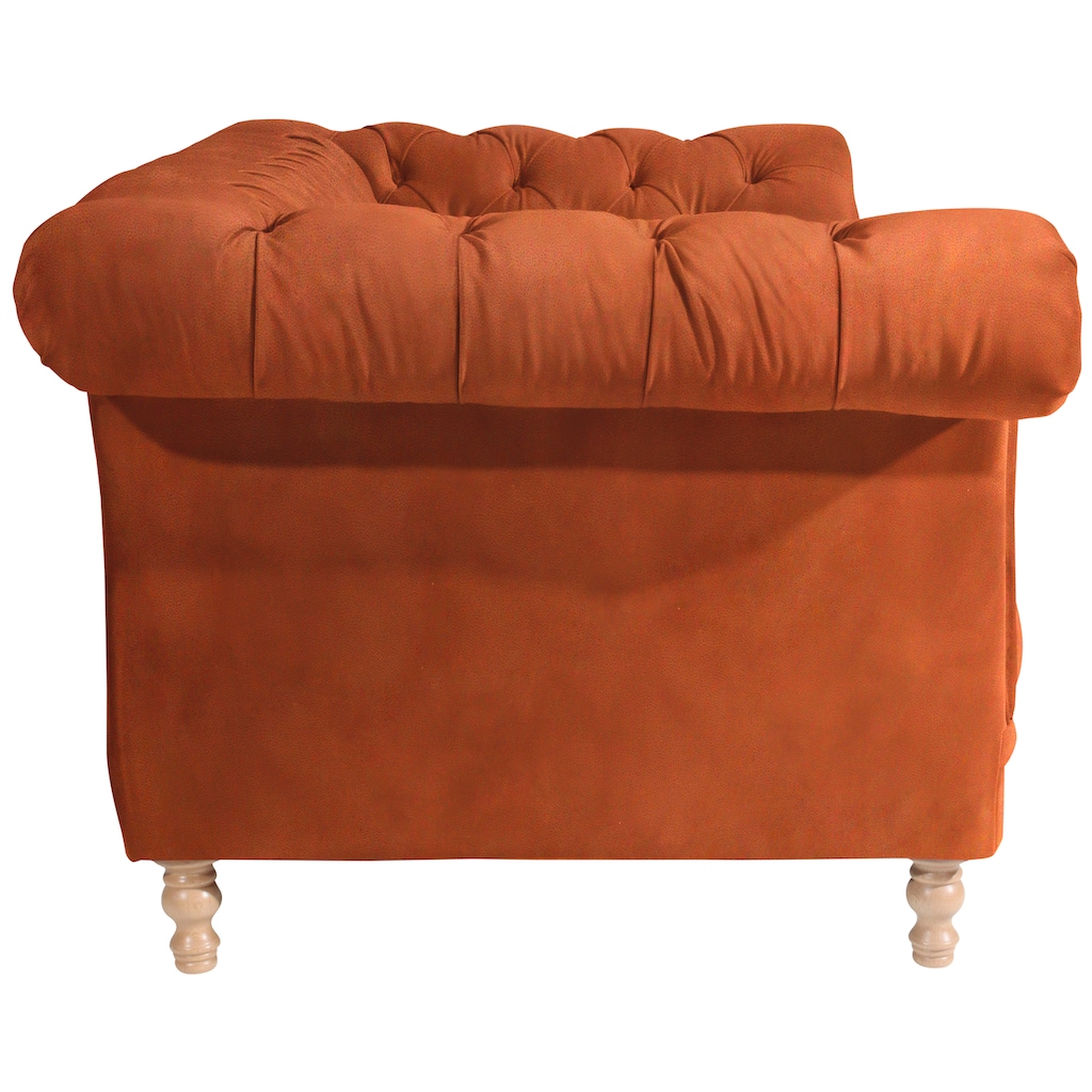 Max Winzer® Chesterfield-Sofa »Isabelle«, mit Knopfheftung & gedrechselten Füßen in Buche natur, Breite 200 cm