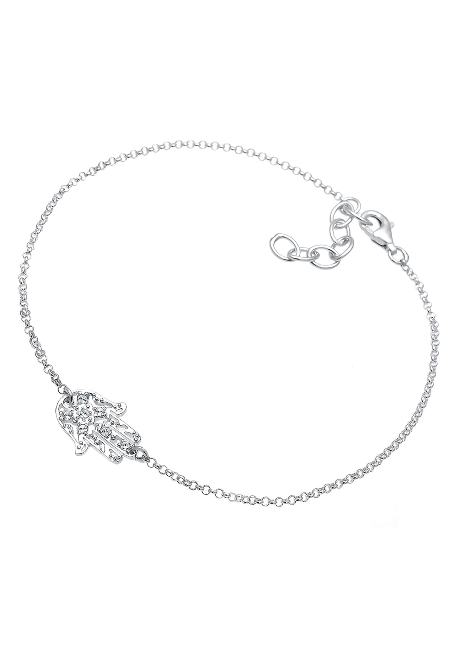Elli Fußkette »Fußschmuck Symbol Hand der Fatima Kristalle 925 Silber«
