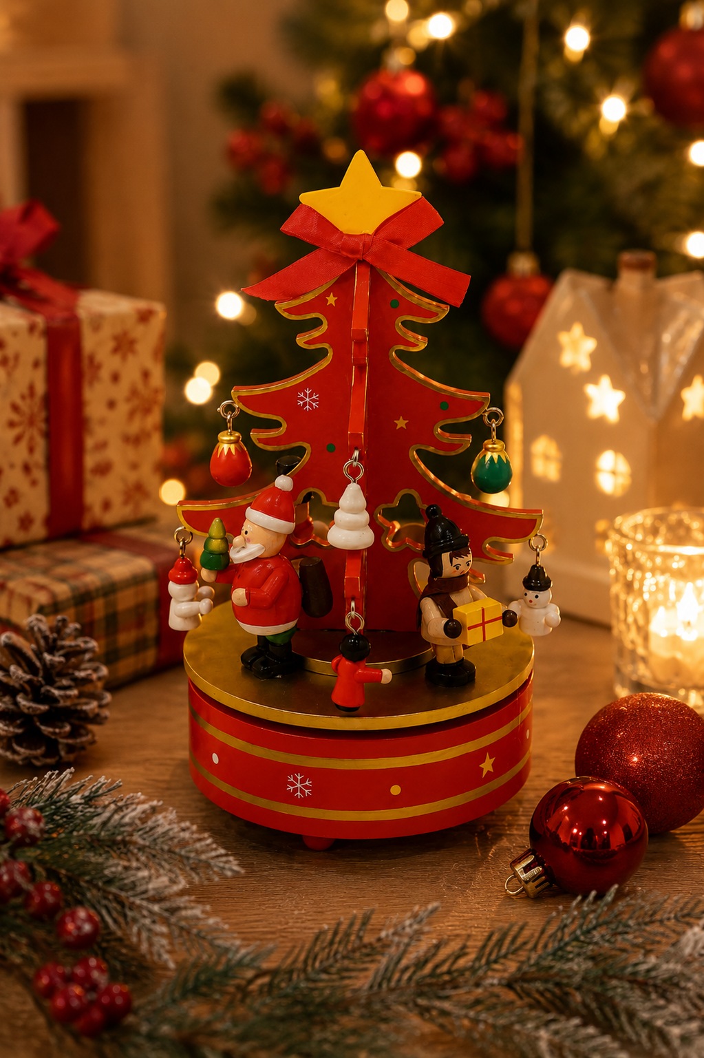 OTTO home Spieluhr »Spieluhr« Weihnachtsbaum aus Holz , Aufziehschlüssel, festliche Melodie