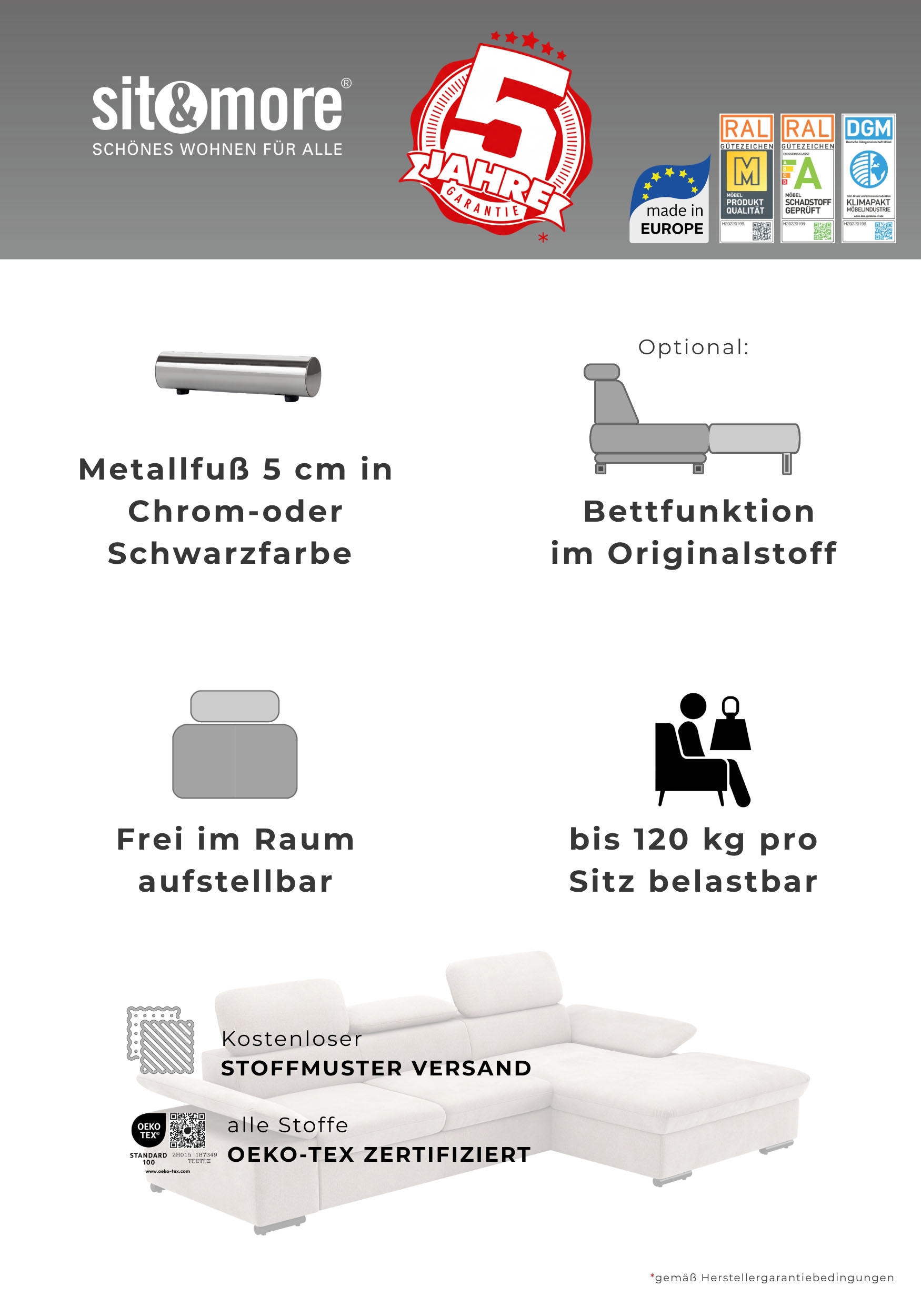 sit&more Ecksofa »Alcudia L-Form« wahlweise mit Schlaffunktion
