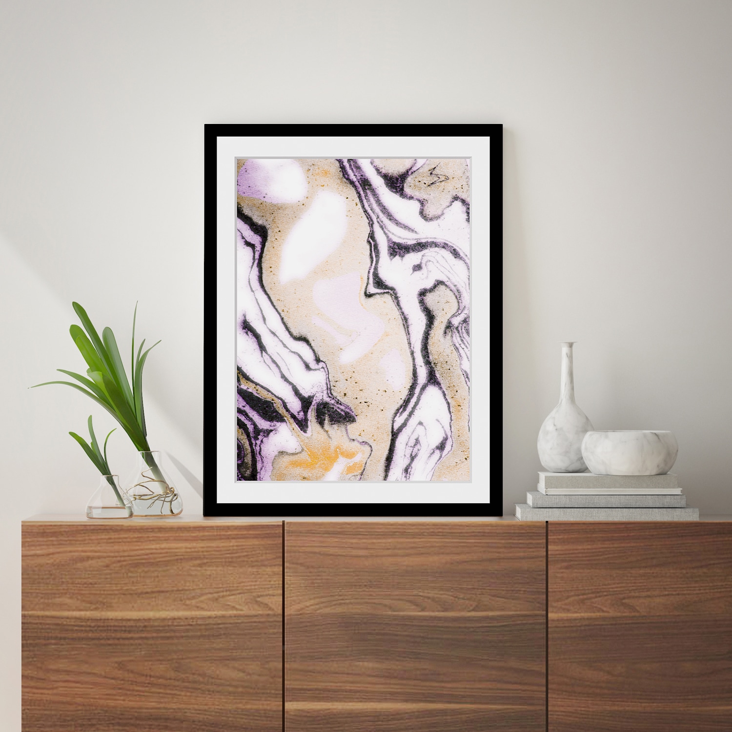 queence Bild »Dustin«, Abstrakt-Kunst-Marmor-Modern, HD Premium Poster-Druck inkl. Holzrahmen