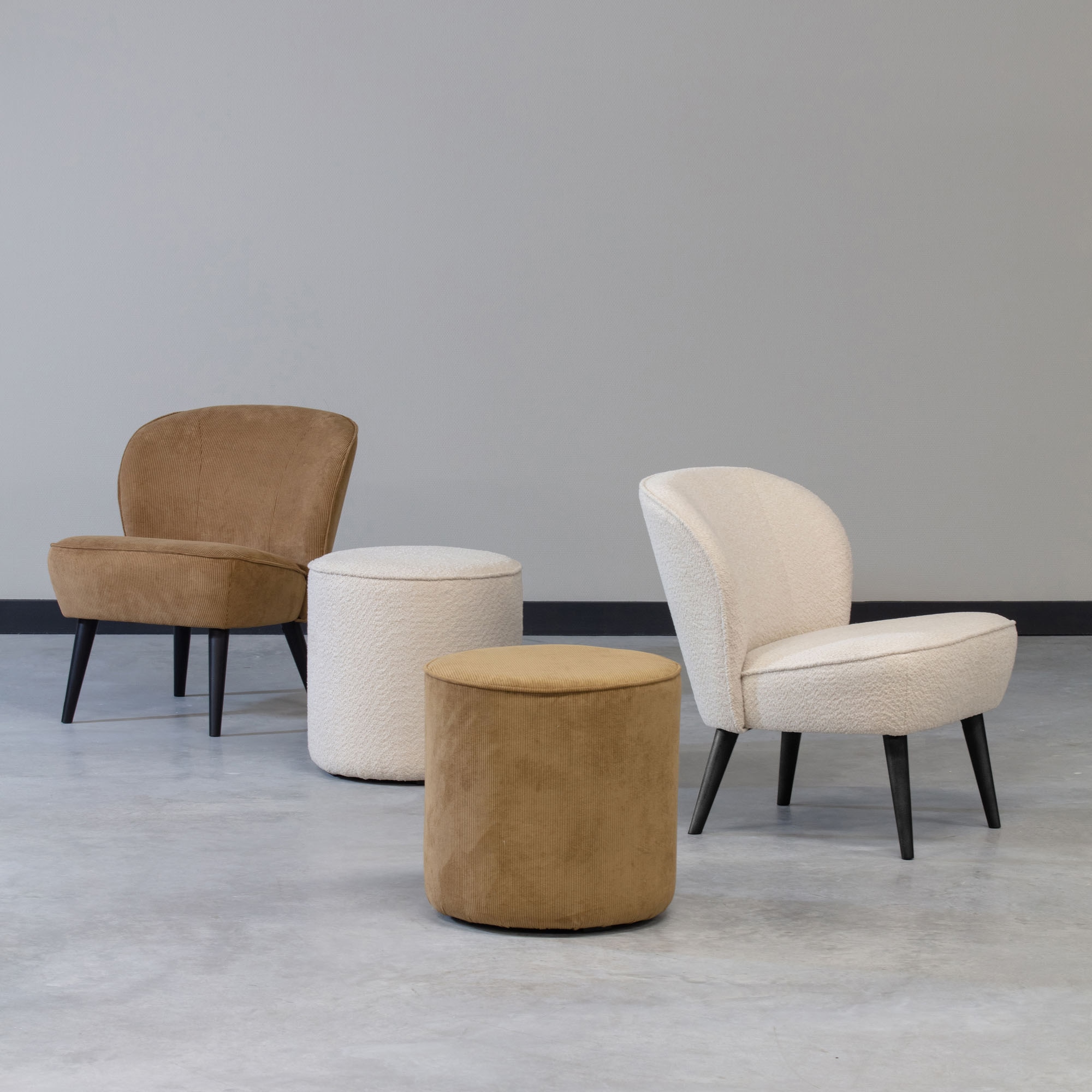 WOOOD Hocker »Sara«, weich gepolstert, runde Form, H 46 cm x Ø 46 cm