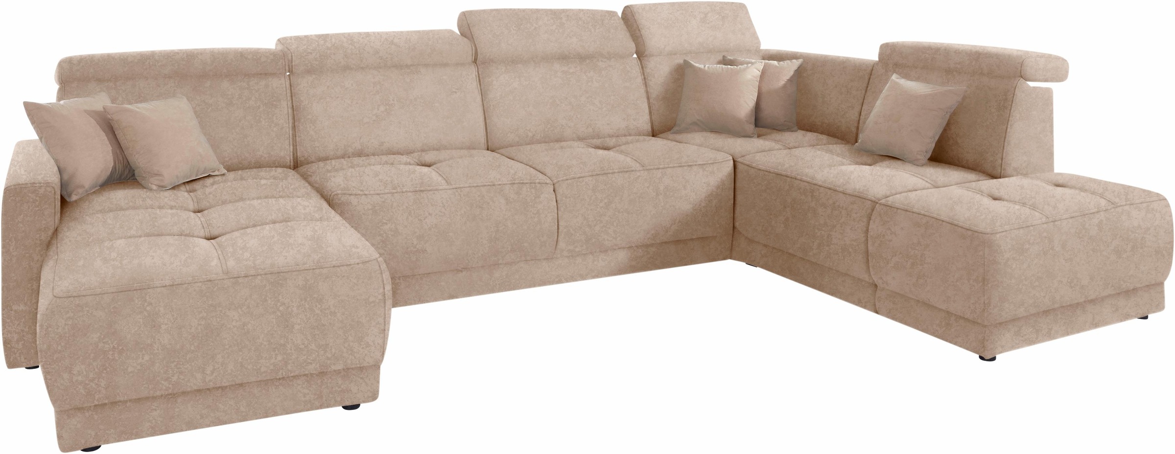 DOMO collection Wohnlandschaft »Ava moderne Sitzheftung mit toller Doppelnaht, komfortabel, U-Form«, mit Federkern, wahlweise mit Kopfteilverstellungen