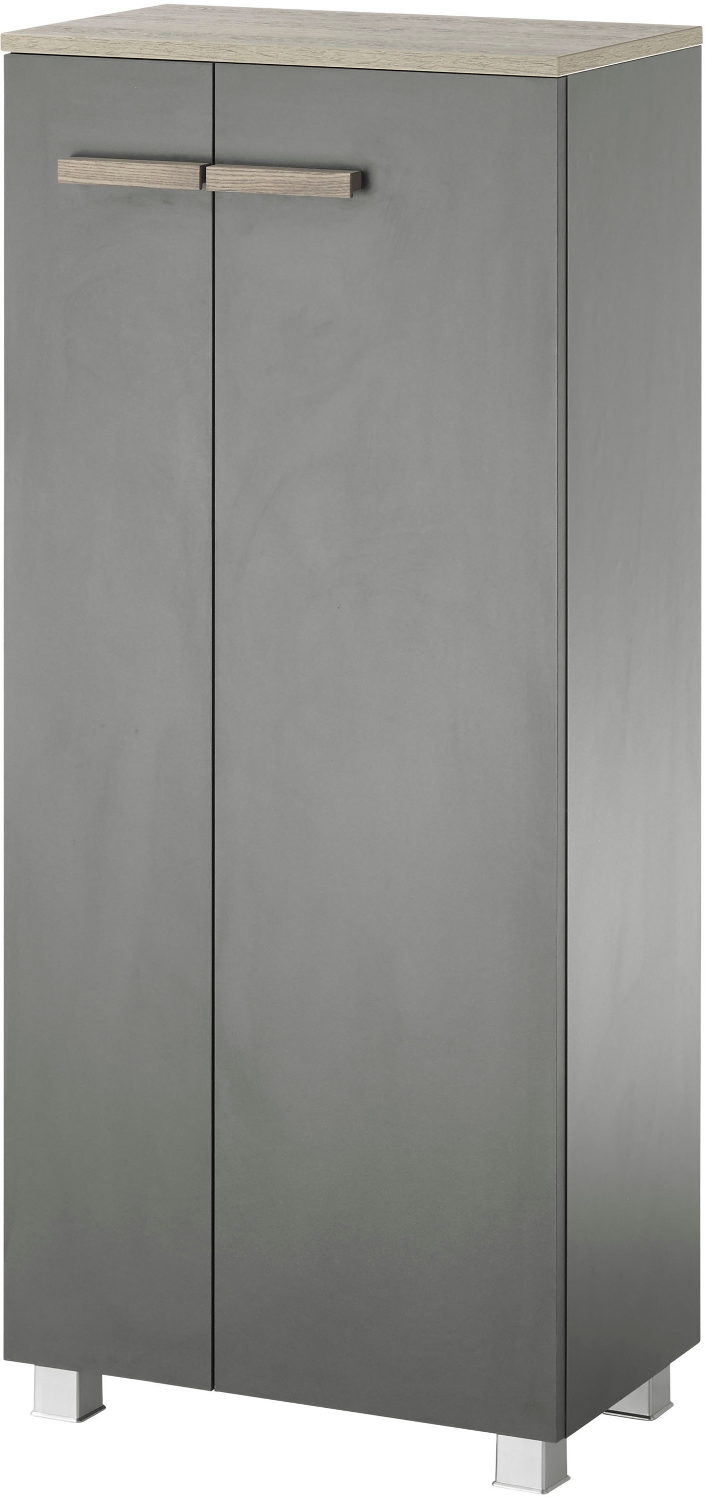 Home affaire Midischrank »SOLiD, Badschrank im modernen Design, Schrank mit Holzgriffen« in zwei Farben verfügbar, mit Stauraum, stehend o. hängend montierbar