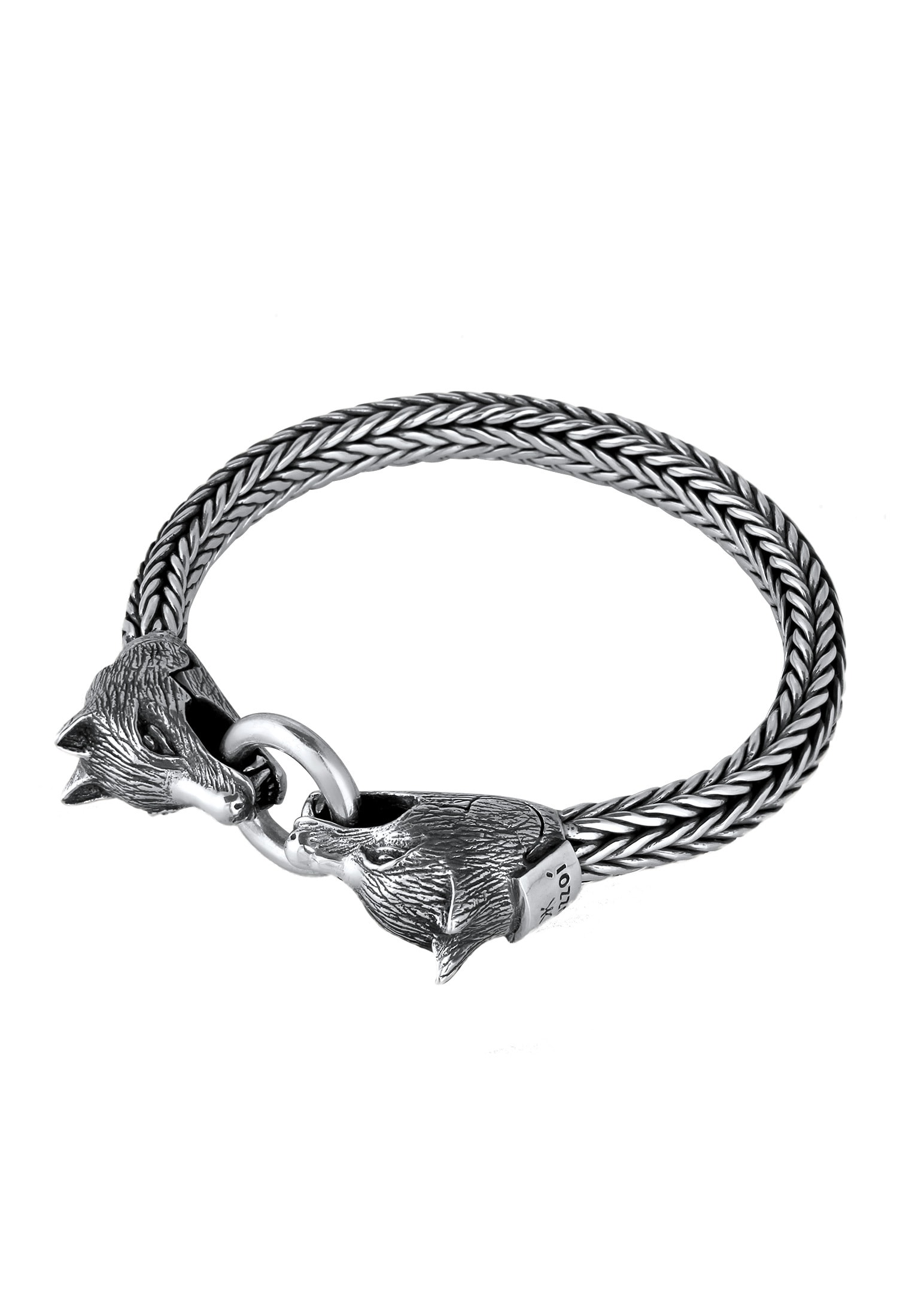 Kuzzoi Armkette »Armband Herren Wolfskopf Ringverschluss Rund 925 Silber«
