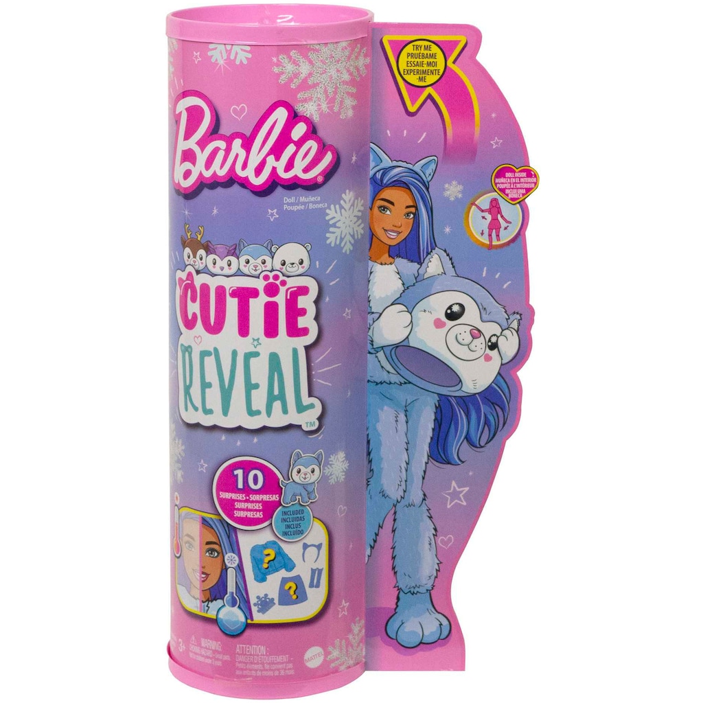Barbie Anziehpuppe »Cutie Reveal Winter Sparkle Series, Husky«, mit Farbwechselfunktion