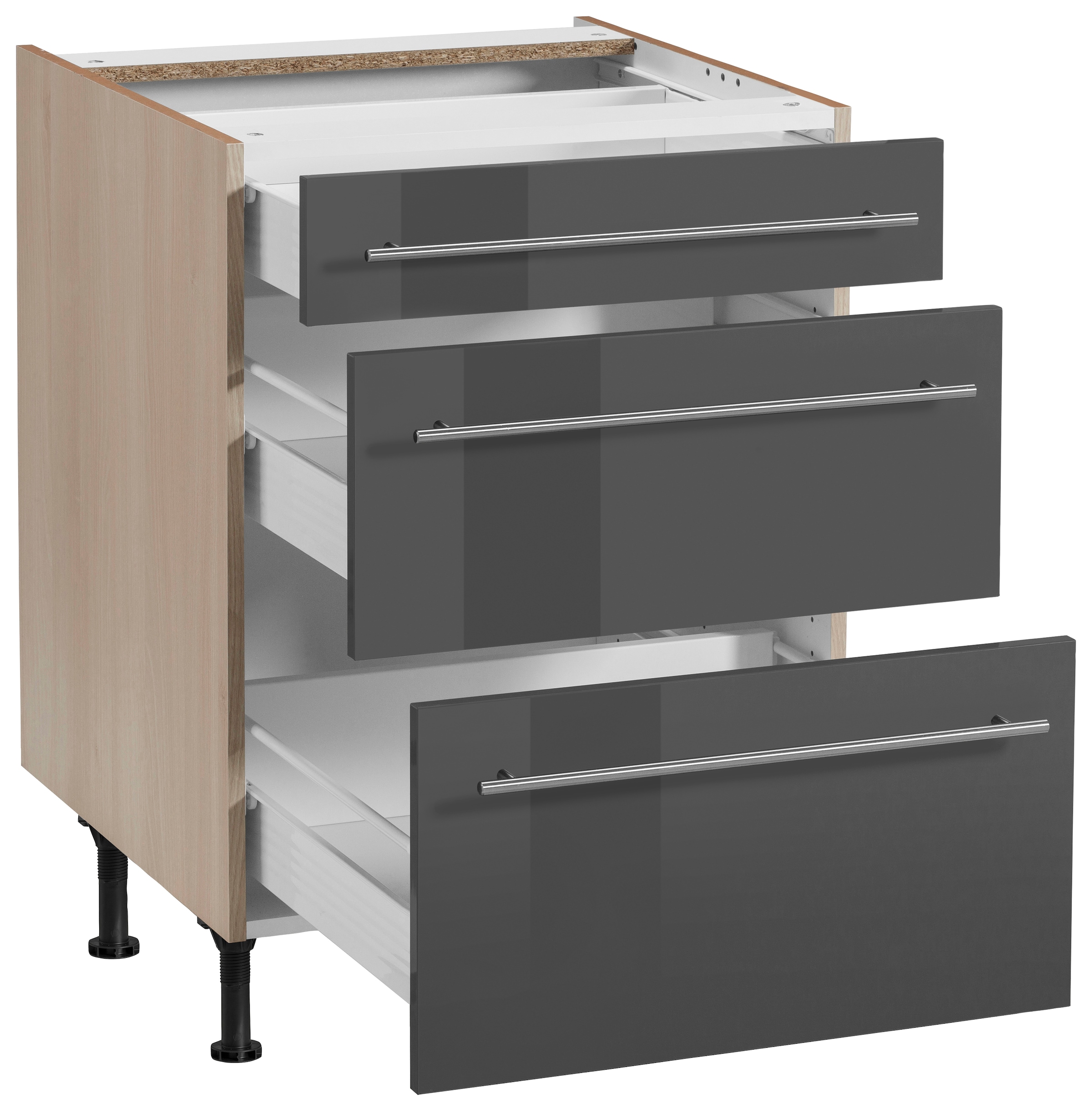 OPTIFIT Unterschrank »Bern«, 60 cm breit, mit Schubkasten und 2 Auszügen,höhenverstellbare Füße