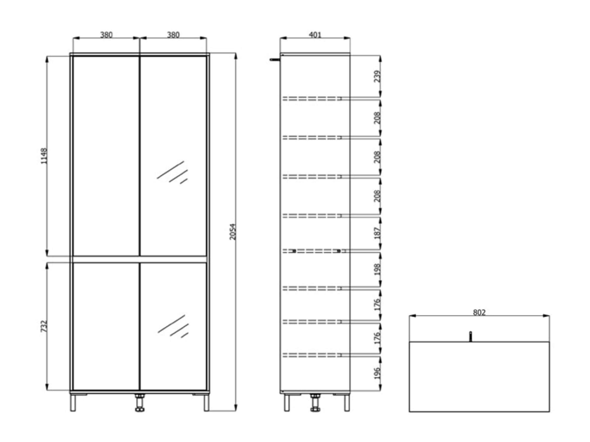 Home affaire Schuhschrank »Flannan, Schuhregal, Schuhkommode, Gesamthöhe 205,5 cm« mit Spiegeltür, acht Regale und eine Schublade, Gesamtbreite 80 cm