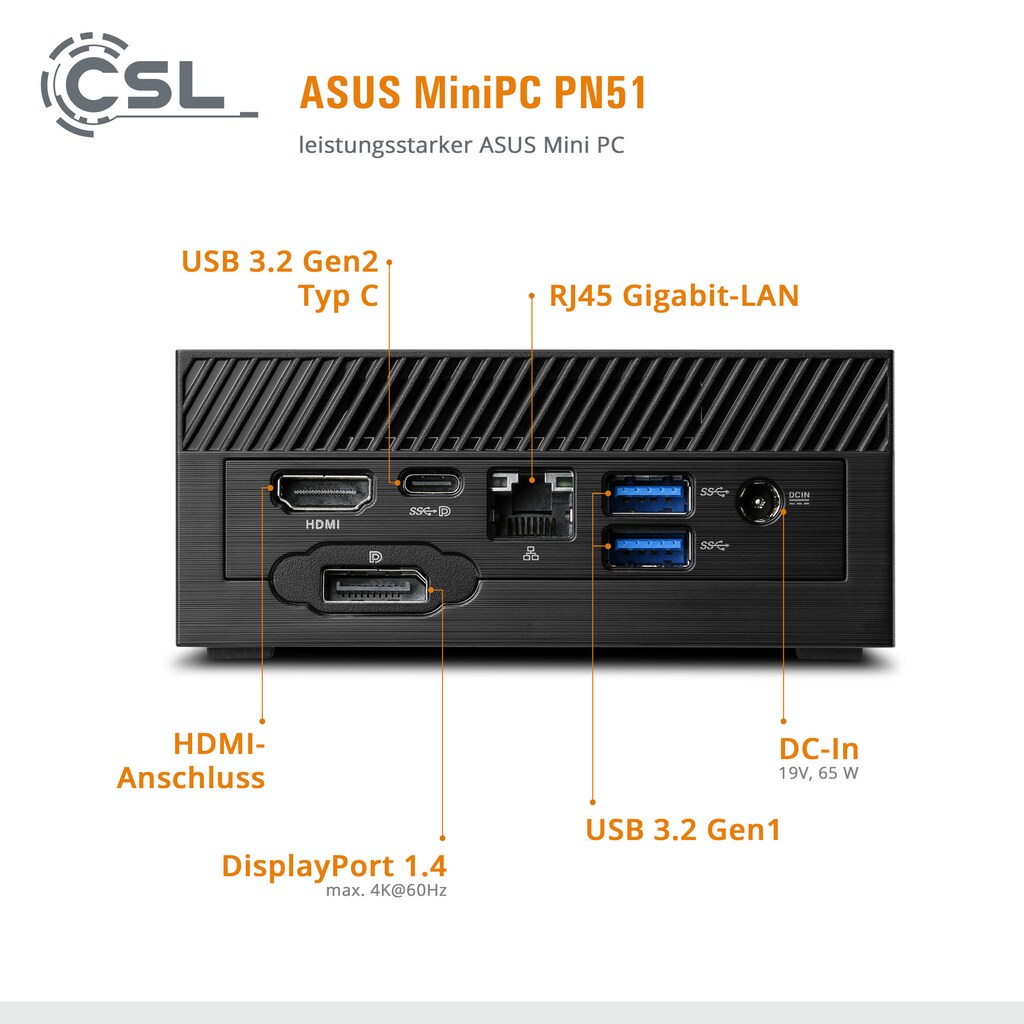 Asus Mini-PC »PN51 5500U / 16GB / 1000 GB M.2 SSD«