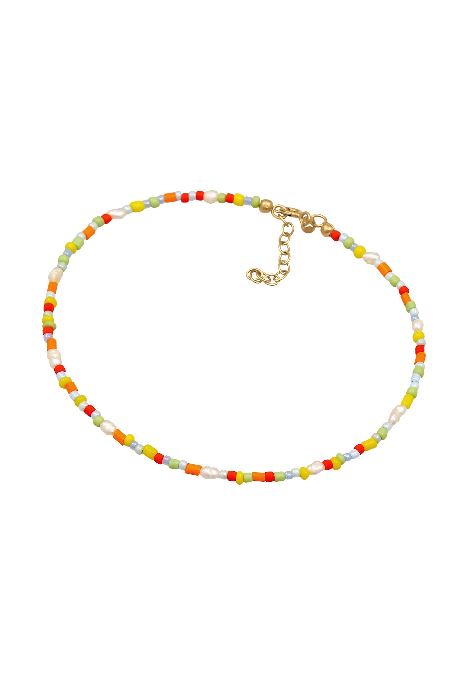 Elli Fußkette »Fußschmuck Süßwasser-Zuchtperlen Glas Beads Bunt 925 Silber«