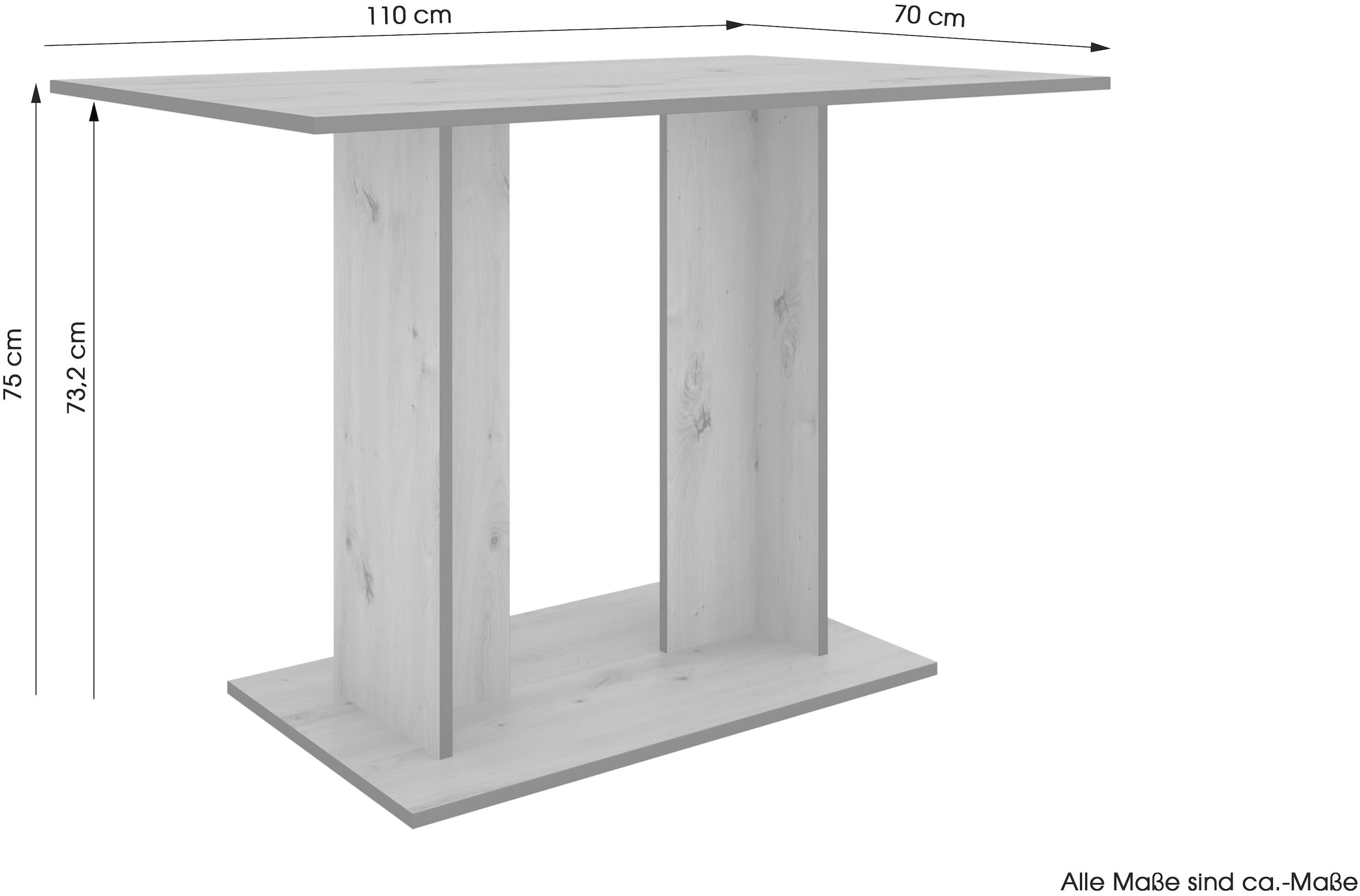 byLIVING Säulen-Esstisch »TOM« Artisan Eiche (Eiche-Optik), 100 kg, 4 Sitzplätze, Säule: 25 x 56,6 cm