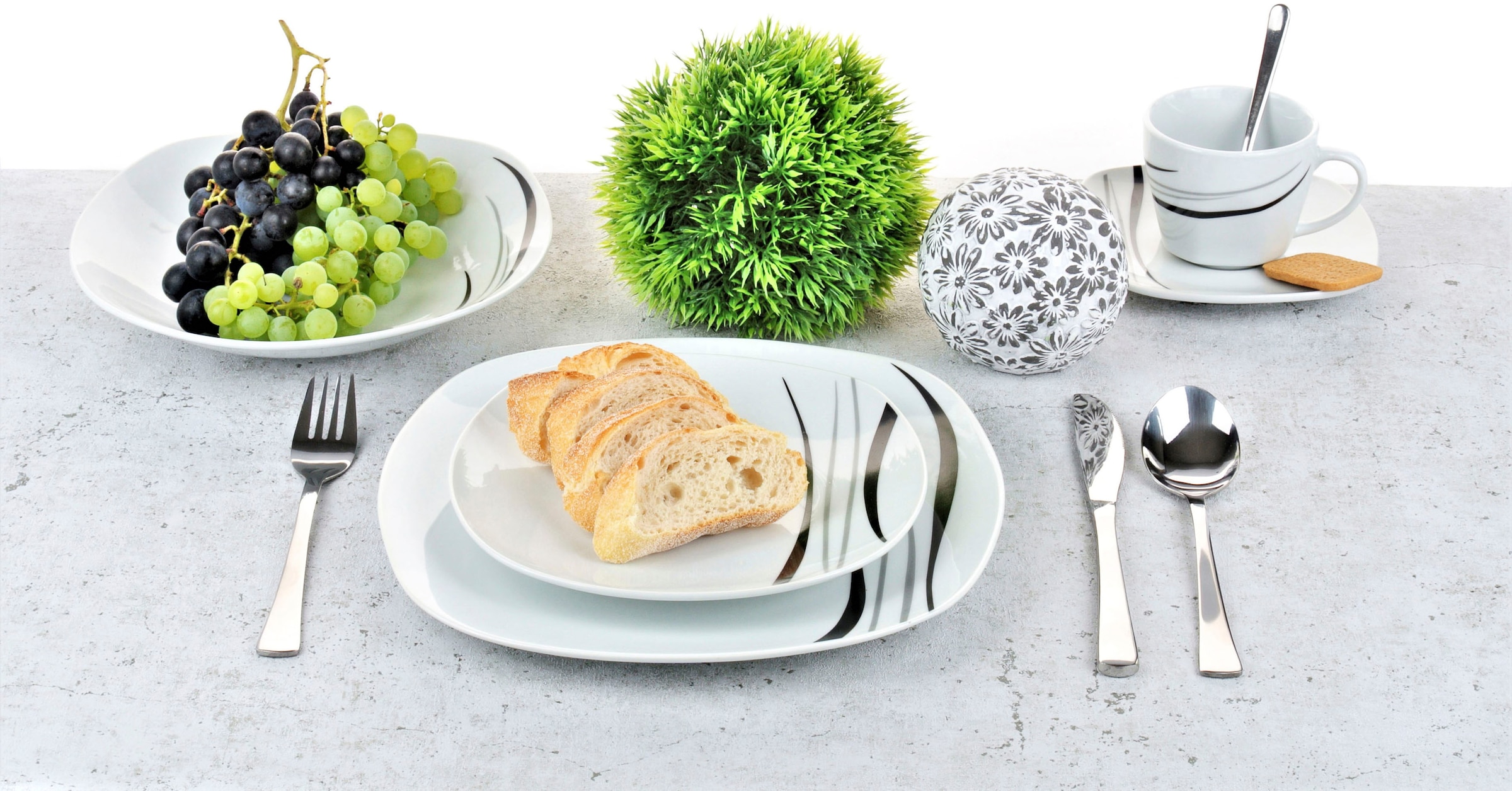 Retsch Arzberg Kombiservice »Geschirr-Set, Service Cosmos« farbige Elemente in grau und schwarz, 30 Teile, für 6 Personen