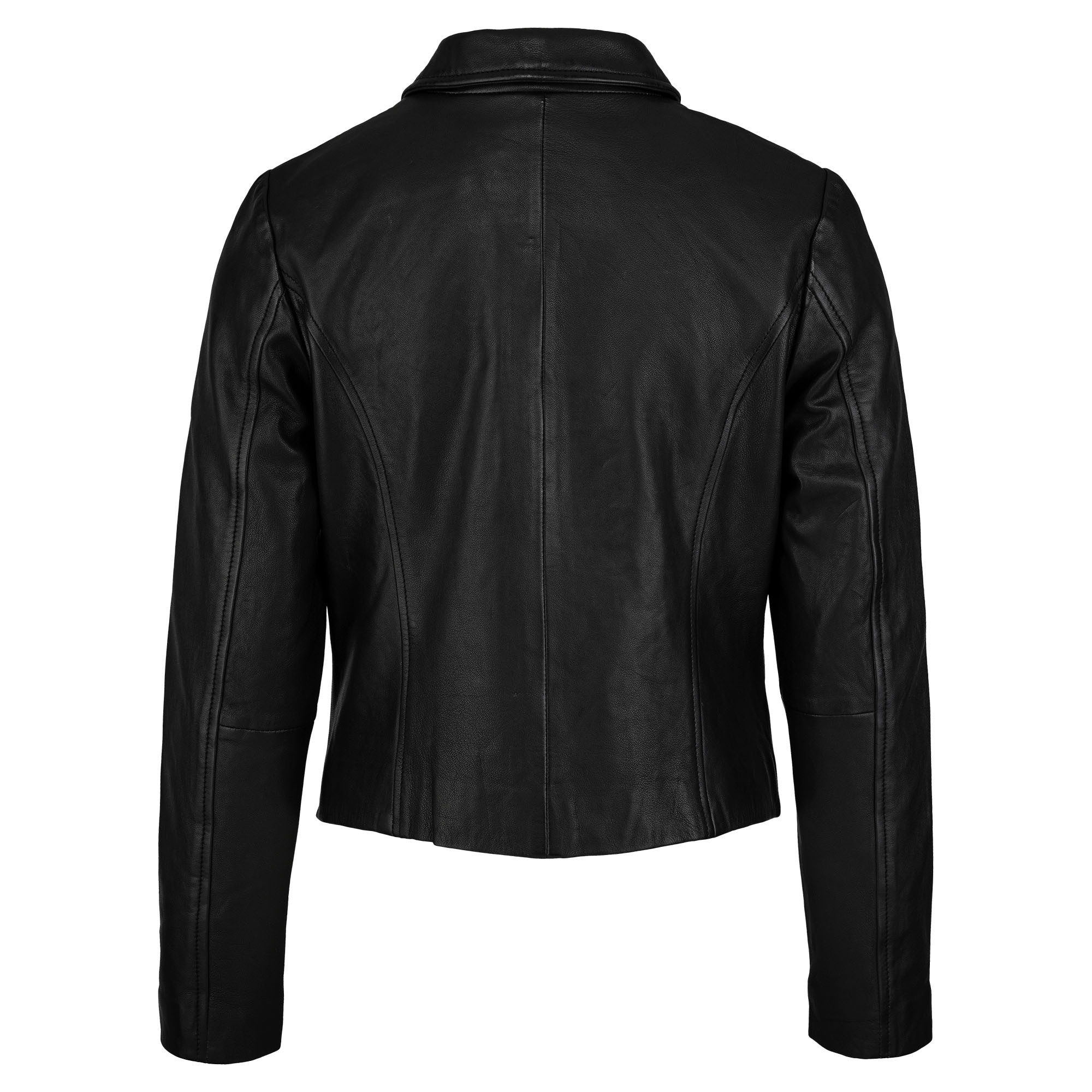trueprodigy Lederjacke »Pina schwarze Reißverschlüsse mit klassischem Hemdkragen« ohne Kapuze