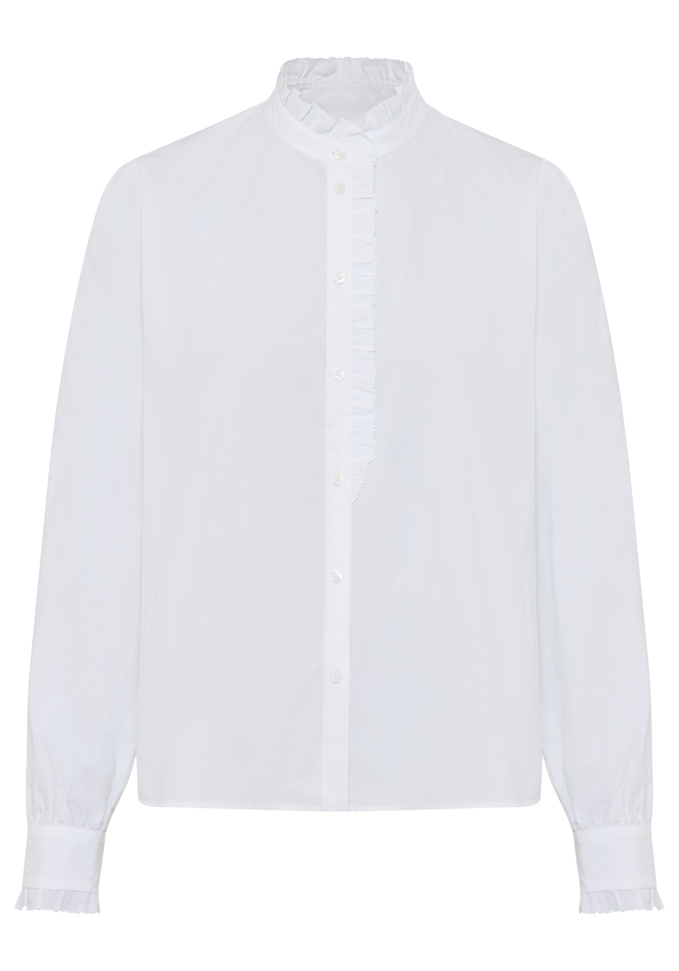 BOSS ORANGE Hemdbluse »Banny Premium Damenmode« mit Rüschen-Details, Stehkragen