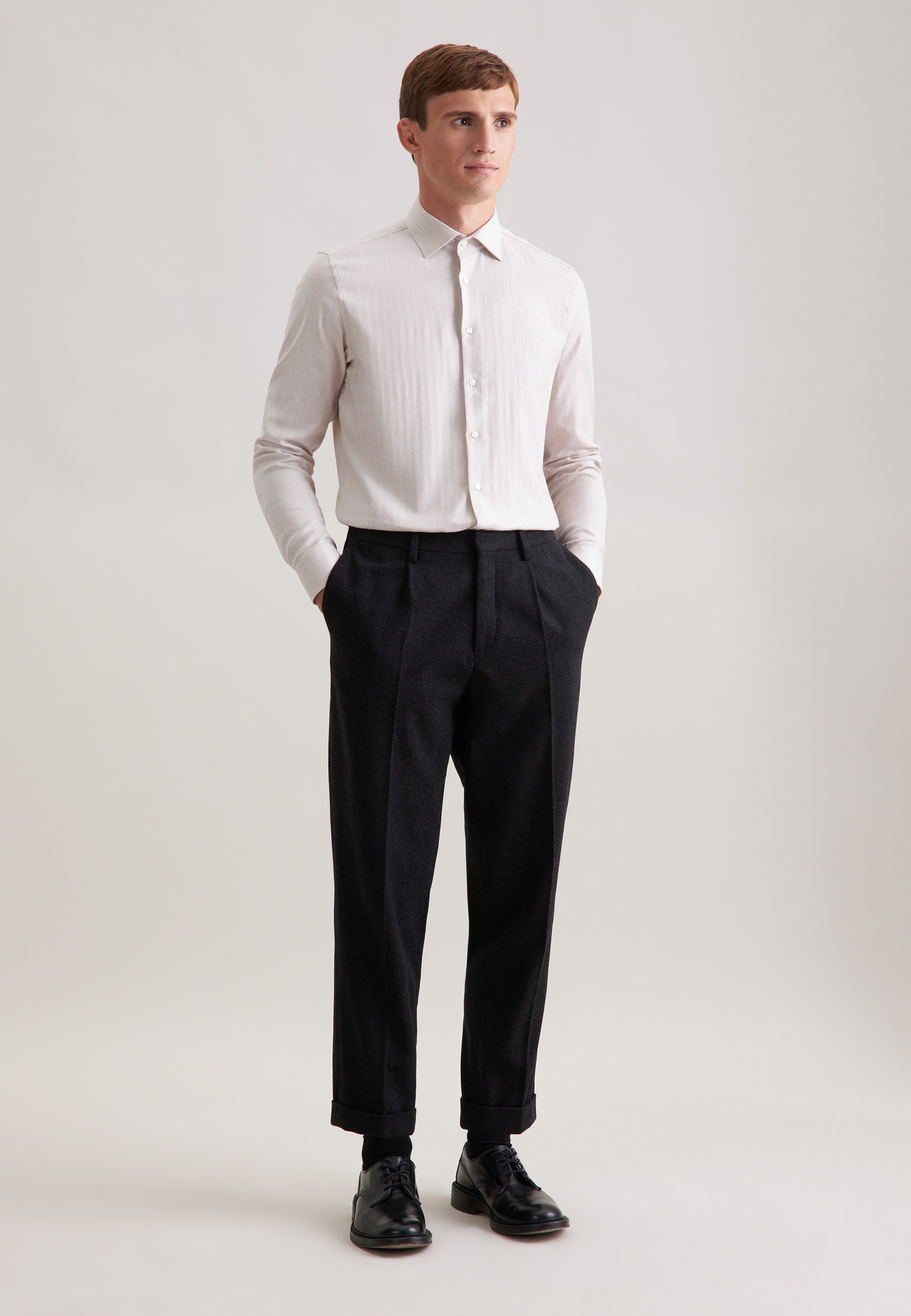 seidensticker Flanellhemd »Schwarze Rose« Slim 1/1 Kentkragen Fischgrat