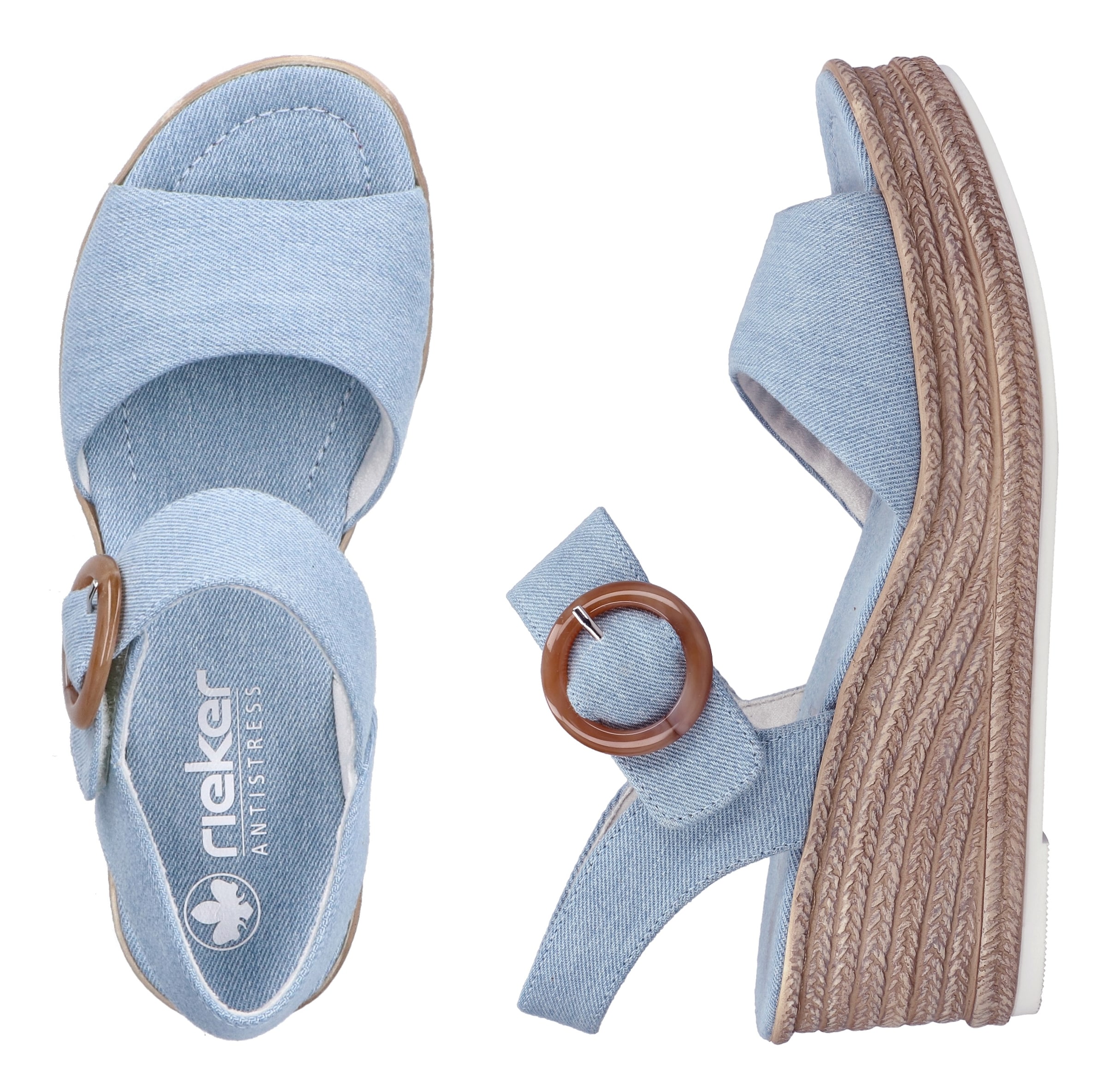 Rieker Keilsandalette  Sommerschuh, Plateausandale, Urlaubschuh mit Klettverschluss