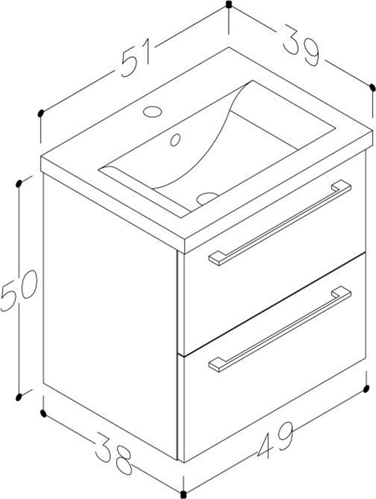 welltime Badezimmer-Set »Scandic«, (Komplett-Set, 2 St., 2-er set: Spiegel und Waschtisch mit 2 SK), 2in1 - Spiegel & Waschtisch mit Soft-Close, Keramikwaschbecken