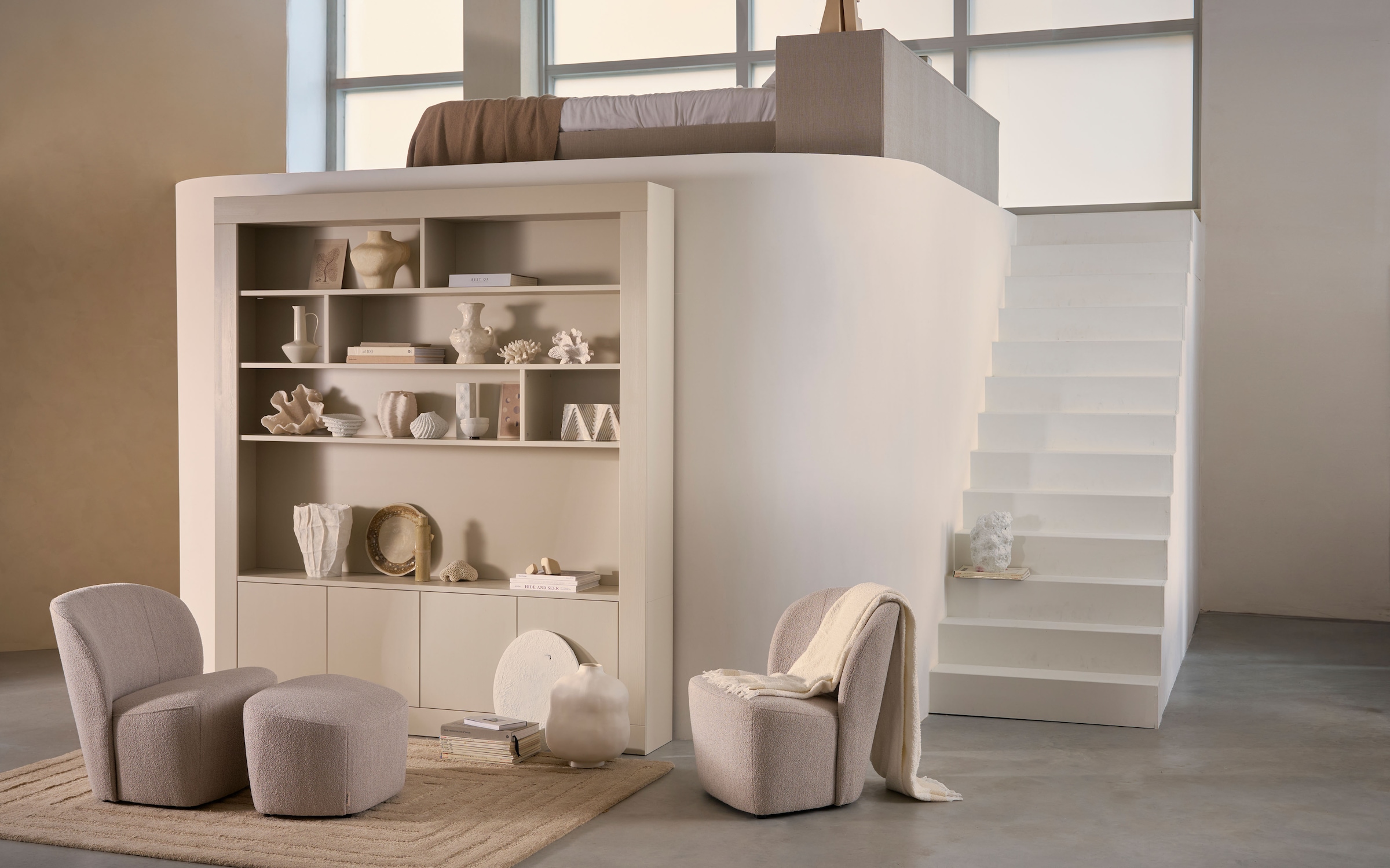 WOOOD Wohnwand »Wallcover FSC® Mix Kiefernholz mit Druckmechanismus 210x 31x 229 cm«
