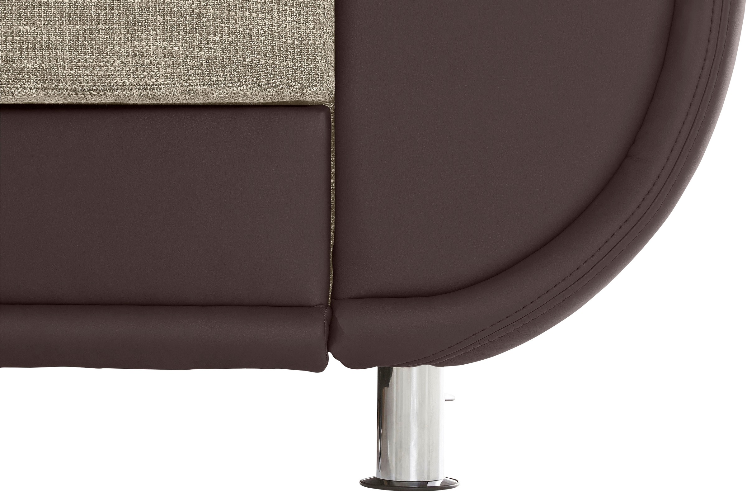 TRENDMANUFAKTUR Ecksofa »Rondo 3, zeitlos und bequem, Materialmix, breite Armlehnen, L-Form«, wahlweise mit Federkern für mehr Komfort, wahlweise mit Bettfunktion