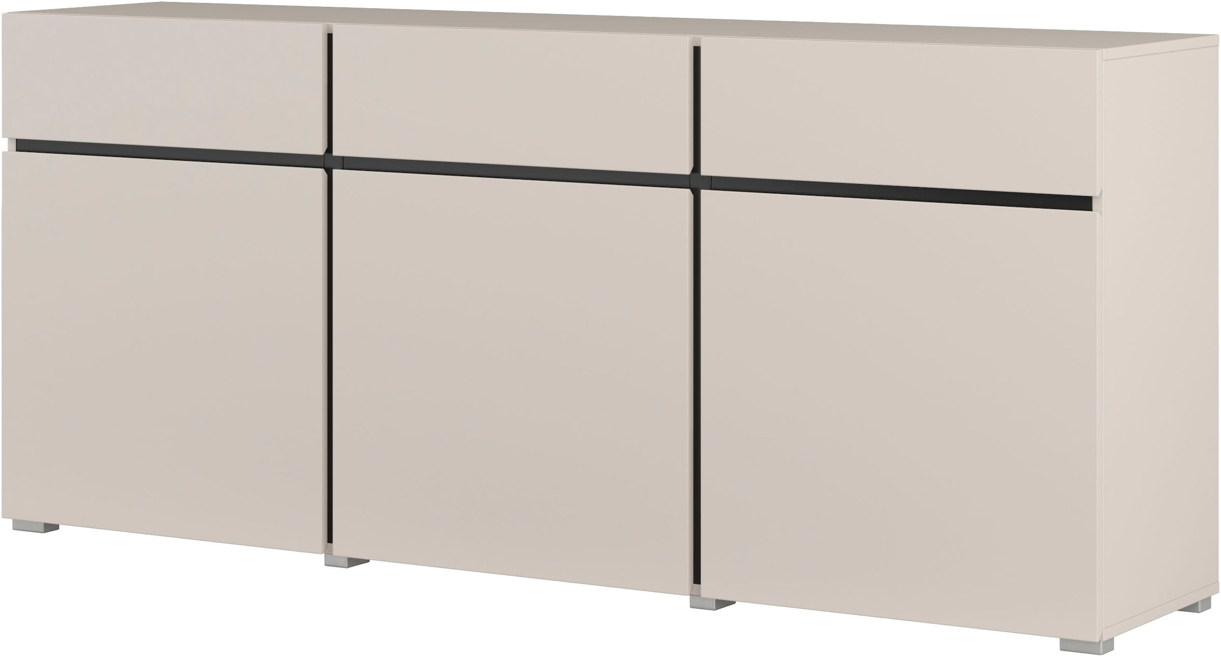 OTTO home Sideboard »Cross,Breite 180 cm, moderne grifflose Kommode,3 Türen/3 Schubkästen« Schubladenschrank mit viel Stauraum, Einlegeböden verstellbar