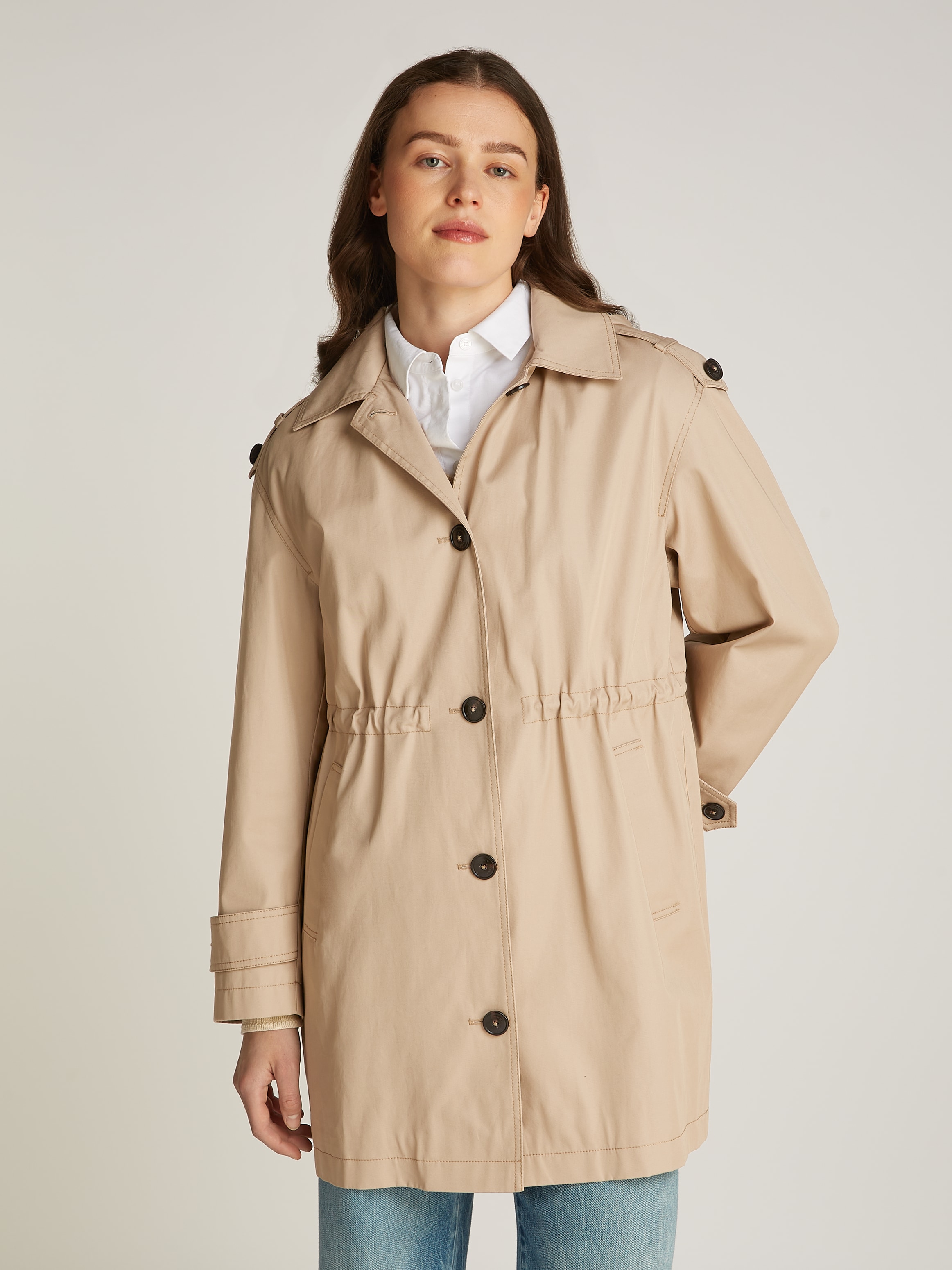 Tommy Hilfiger Parka »ESS COTTON HOOD PARKA«, mit Kapuze, im Trench Coat Look, mit Kapuze, mit Taillengürtel
