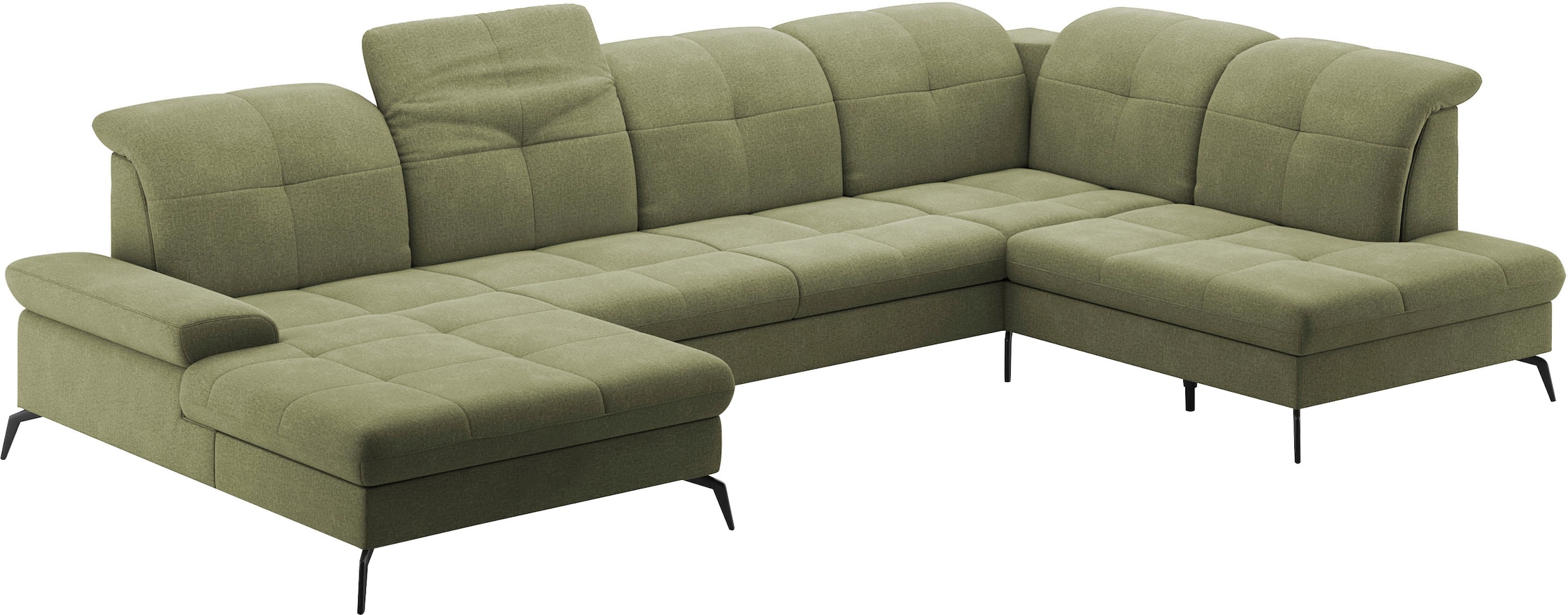 sit&more Wohnlandschaft »Amica, U-Form, inkl. Sitztiefenverstellung und Armteilverstellung«, wahlweise mit Kopfteilverstellung, Bettfunktion und Bettkasten