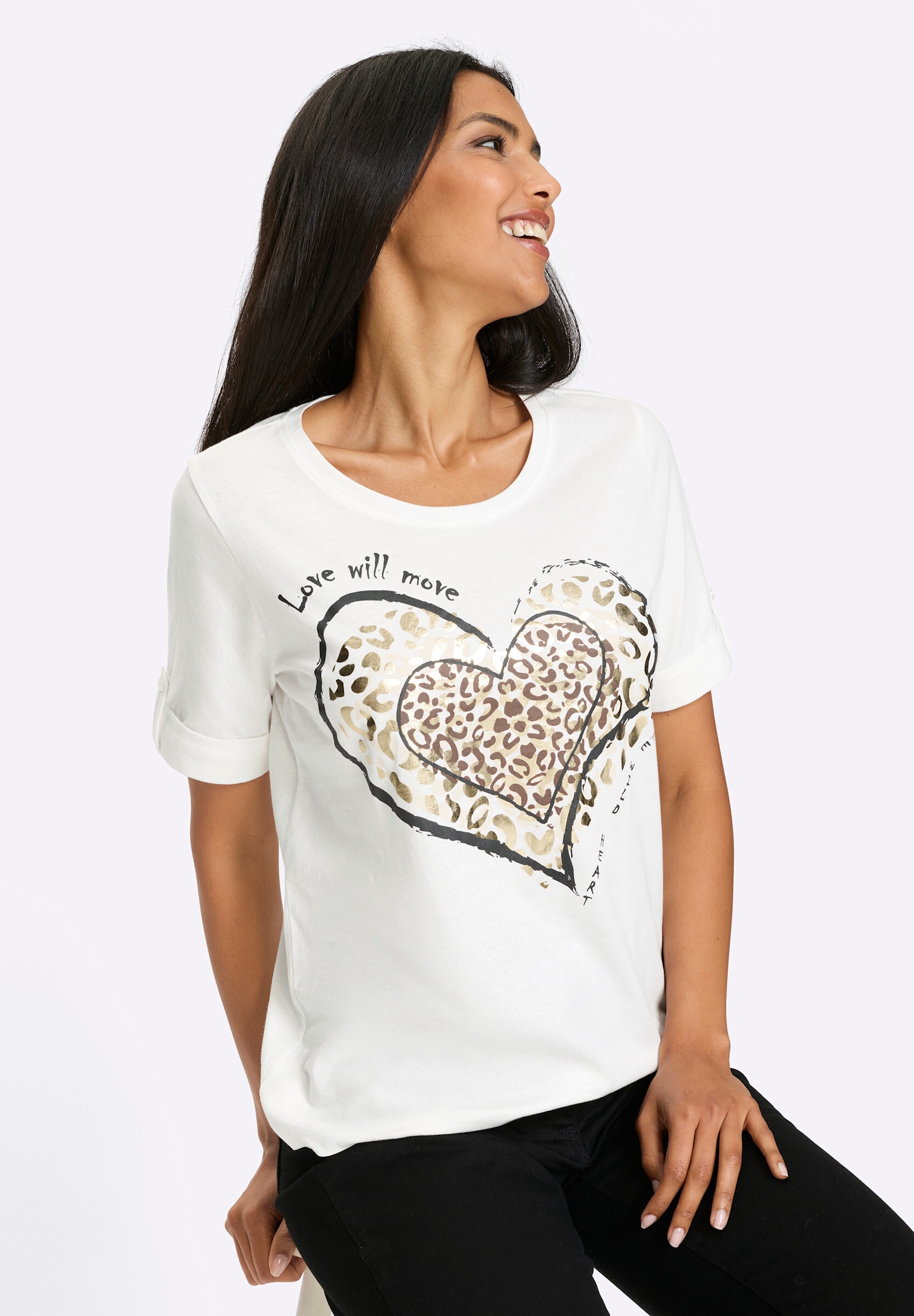Sieh an! T-Shirt »Kurzarm-Shirt Kurzarmshirt mit Leo-Print«