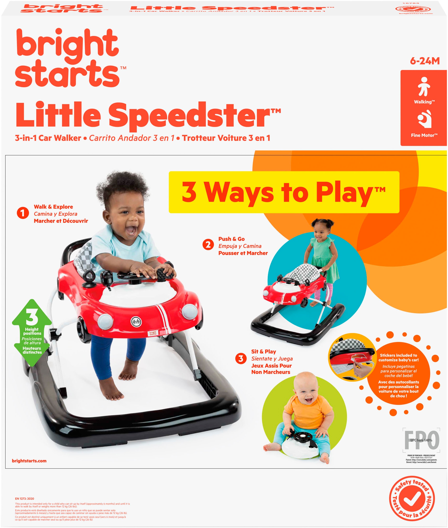 Bright Starts Lauflernhilfe »Little Speedster™ 3-in-1 Car Walker – Rot Racer«