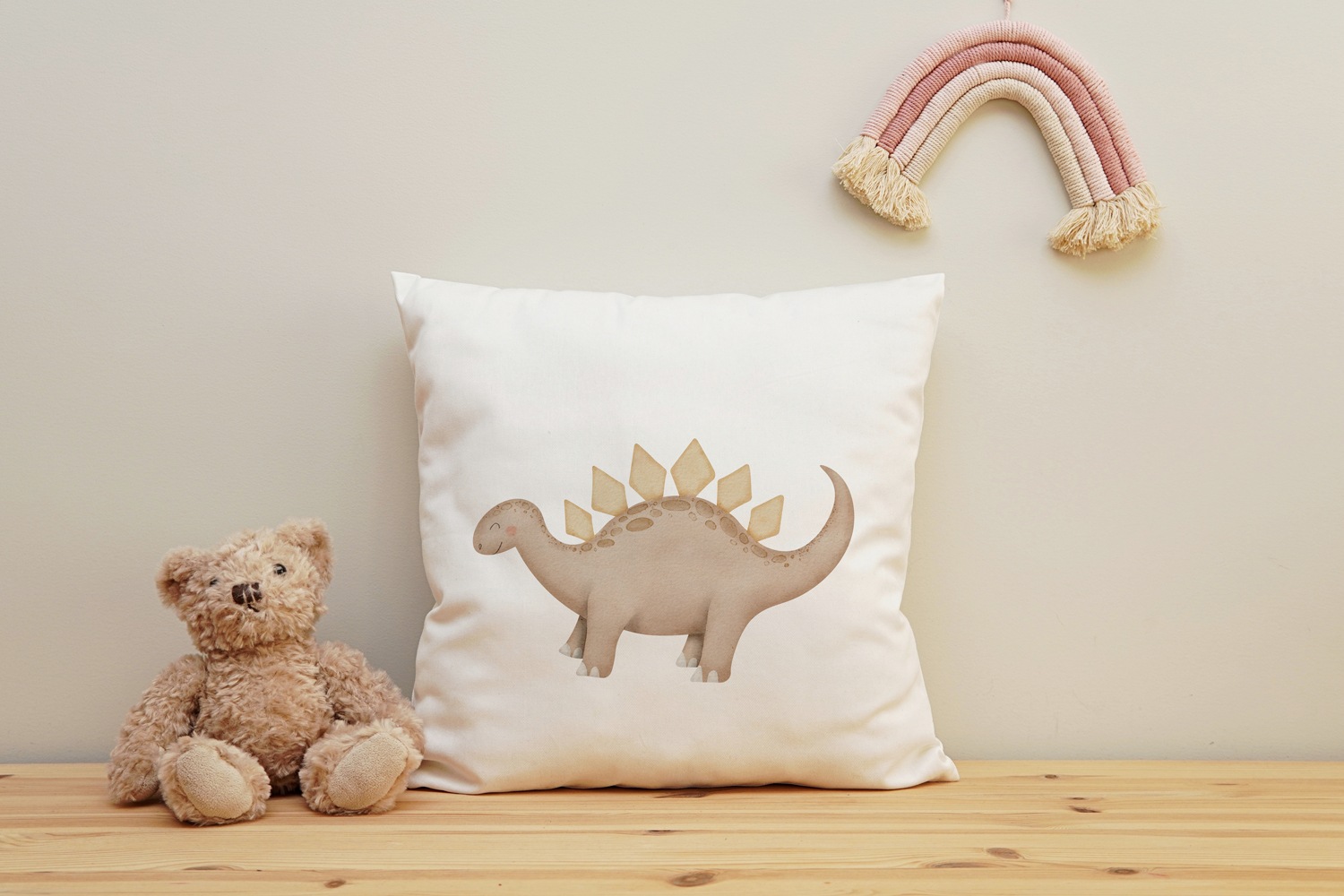 queence Dekokissen »Brauner Dino«, Kissenhülle mit HD Premium Druck, geruchsneutral, 40x40cm