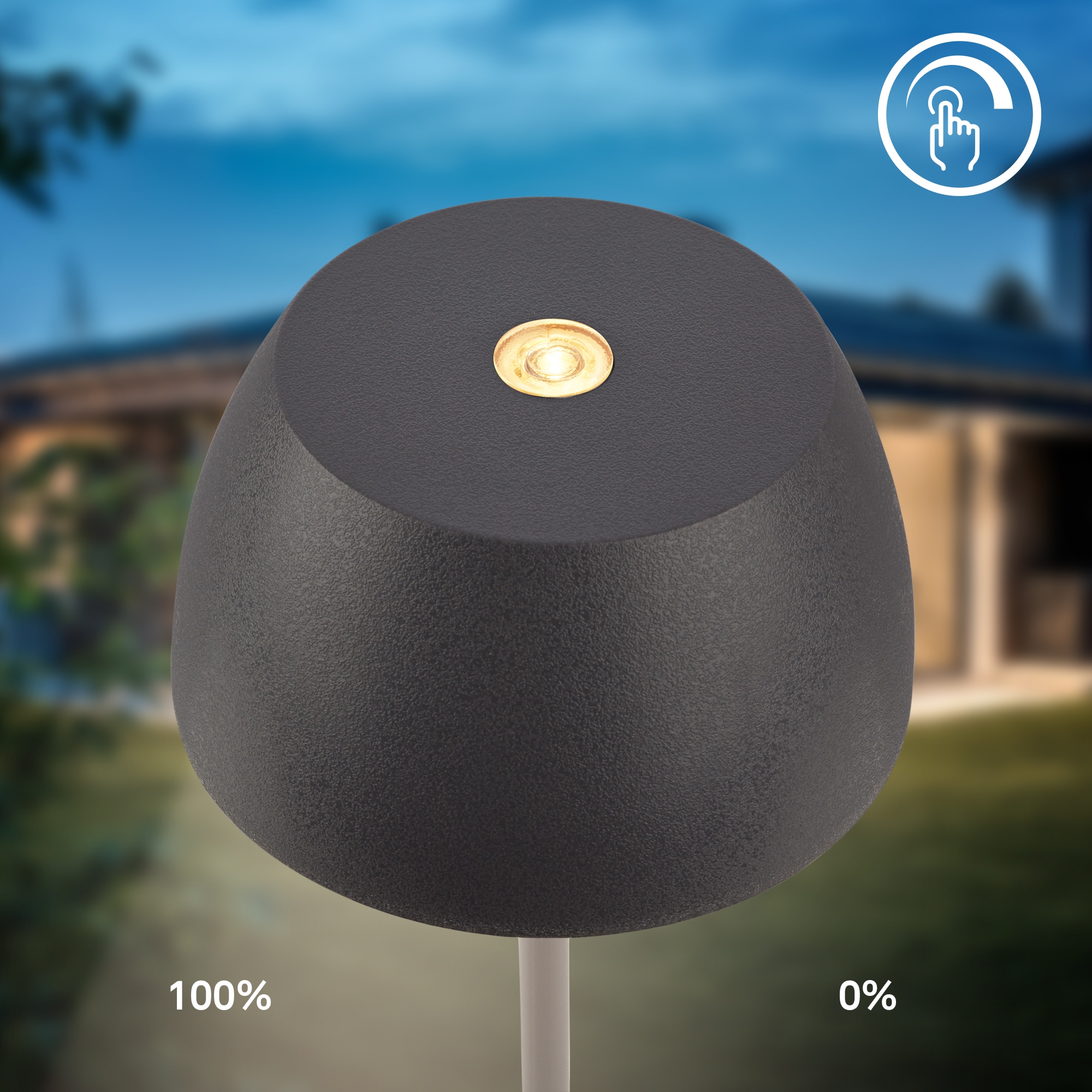 B.K.Licht Außen-Tischleuchte »BK_TL1606 Mini Akku LED Tischlampe, Touchdimmer, mit USB-C« LED-Modul 1 Stk. Extra-Warmweiß 2.700 K, 150Lm, 2,5W, Akku wechselbar, max. 24h Leuchtdauer, Anthrazit