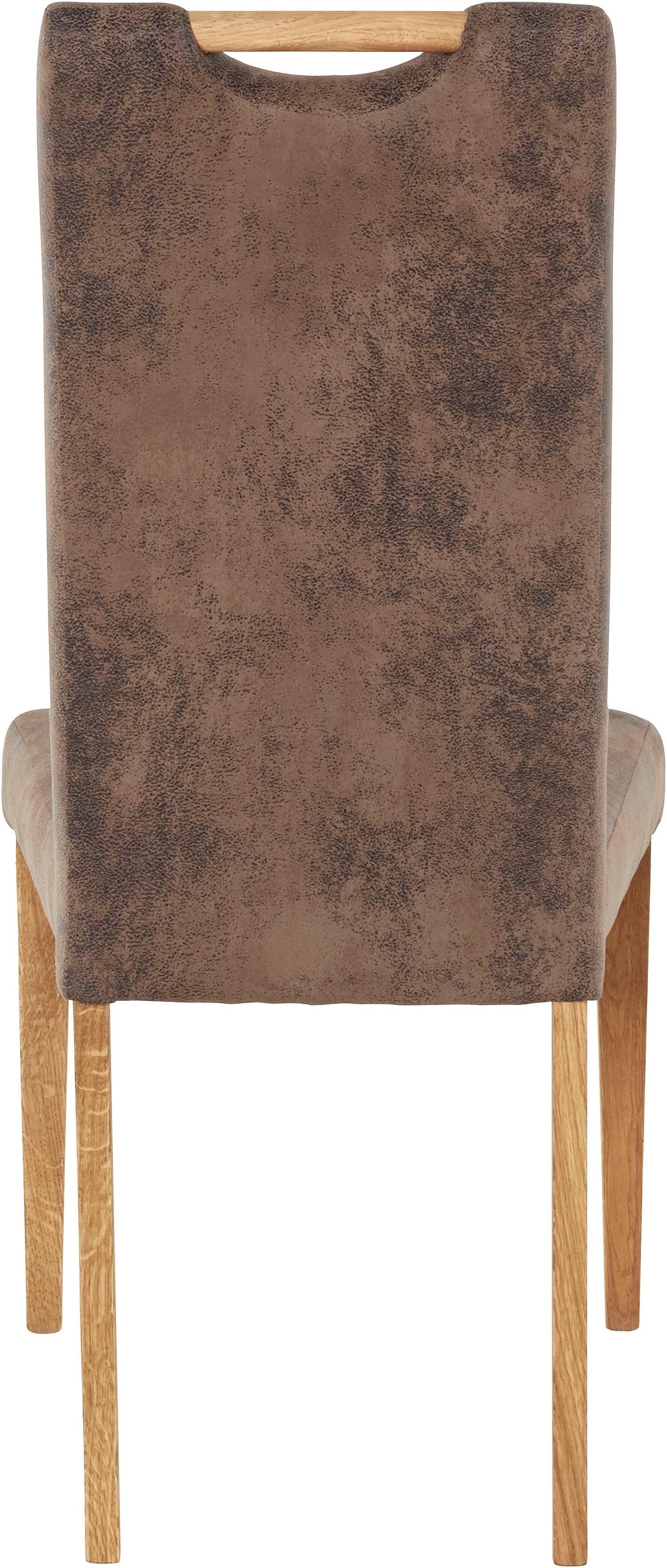 Home affaire Esszimmerstuhl »Roberta Polsterstuhl, Gestell Eiche massiv«, (Set), 2 St., Luxus-Microfaser Vintageoptik, Bezug aus strapazierfähiger Microfaser