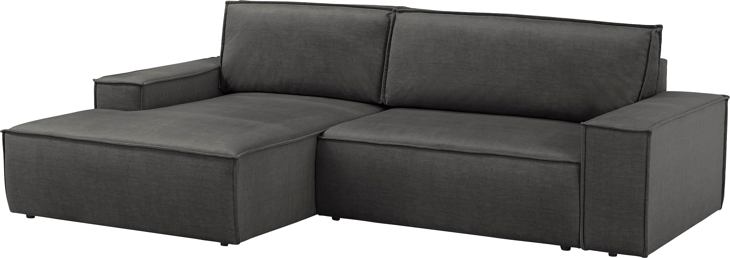 Home affaire Ecksofa SHERWOOD Schlafsofa 267 cm, L-Form, Schlaffunktion mit Bettkasten (210x136 cm), Cord, Vintage, Samtvelours