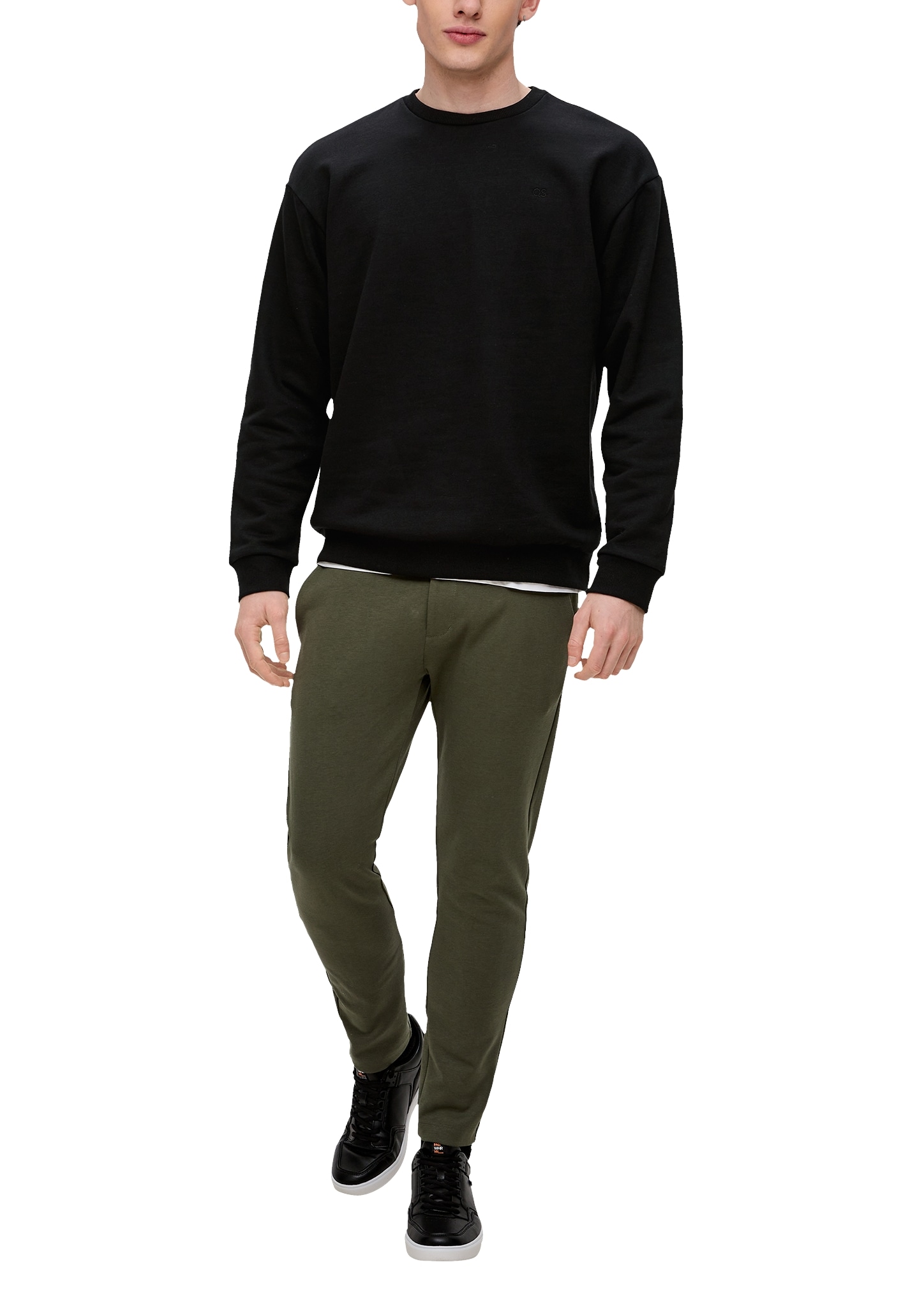 QS Sweatshirt , mit Logo Stickerei
