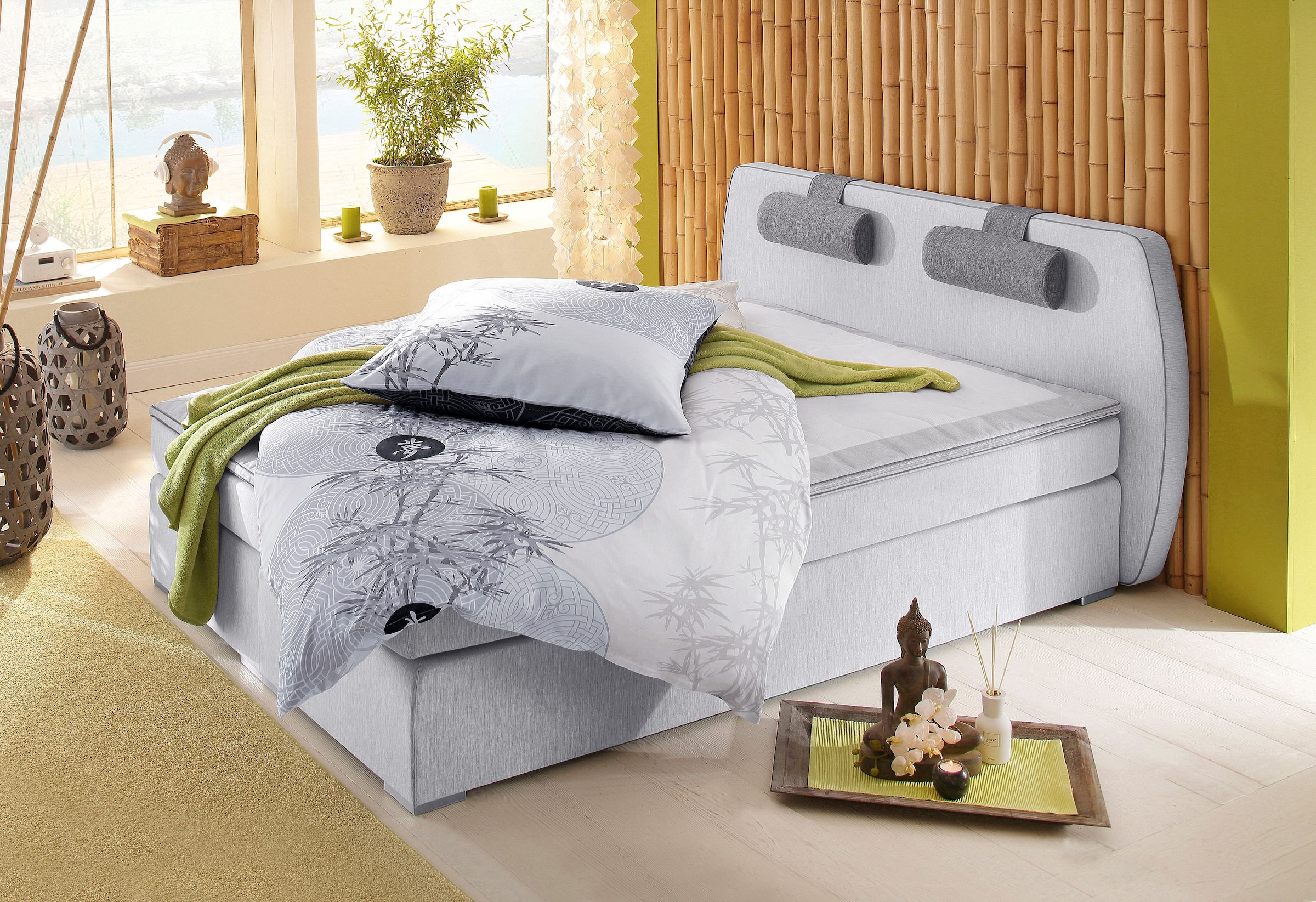 ATLANTIC home collection Boxspringbett »Rex« mit Topper und verstellbaren Nackenkissen