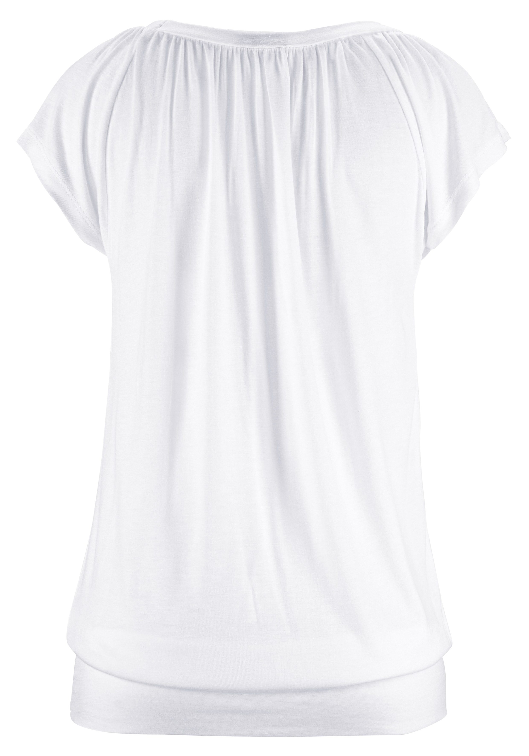 LASCANA V-Shirt, mit breitem Gummizugbund, T-Shirt mit V-Ausschnitt, Basic