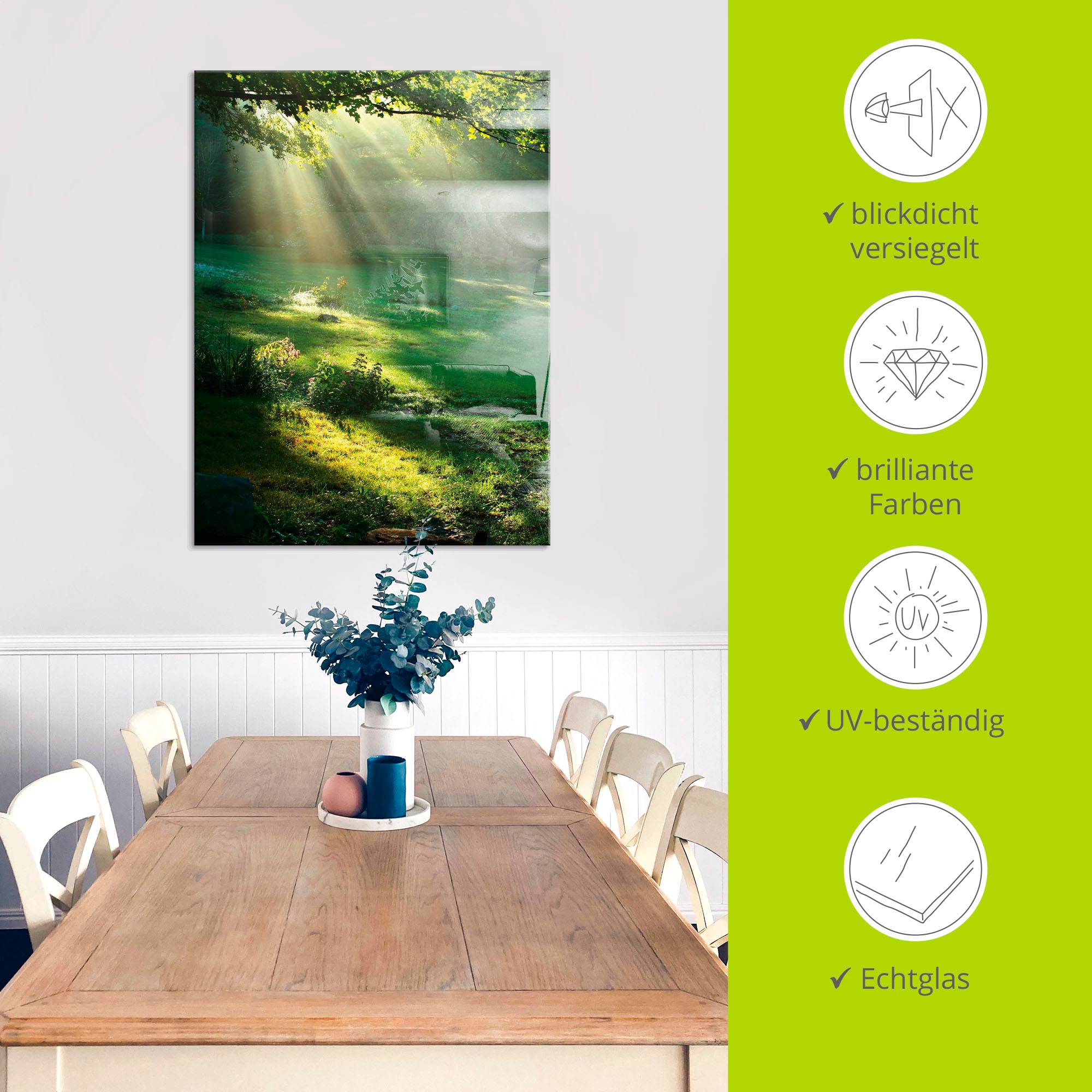 Artland Glasbild »Lichtkegel«, Wald, (1 St.), in verschiedenen Größen