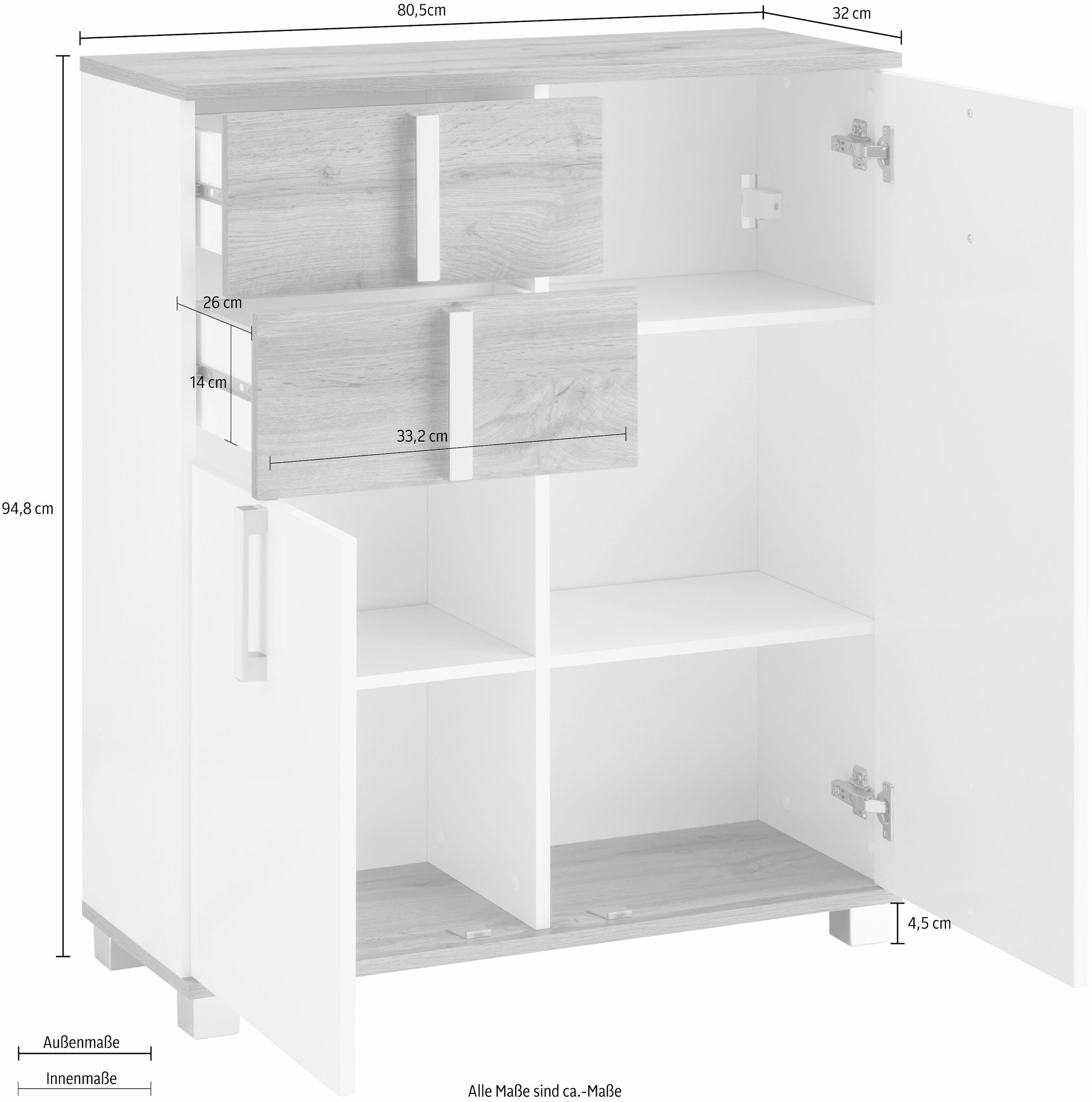 Schildmeyer Badkommode »Kampen«, Breite 80,6 cm, mit Metallgriffen, Türen  mit Soft-Close-Funktion auf Rechnung bestellen