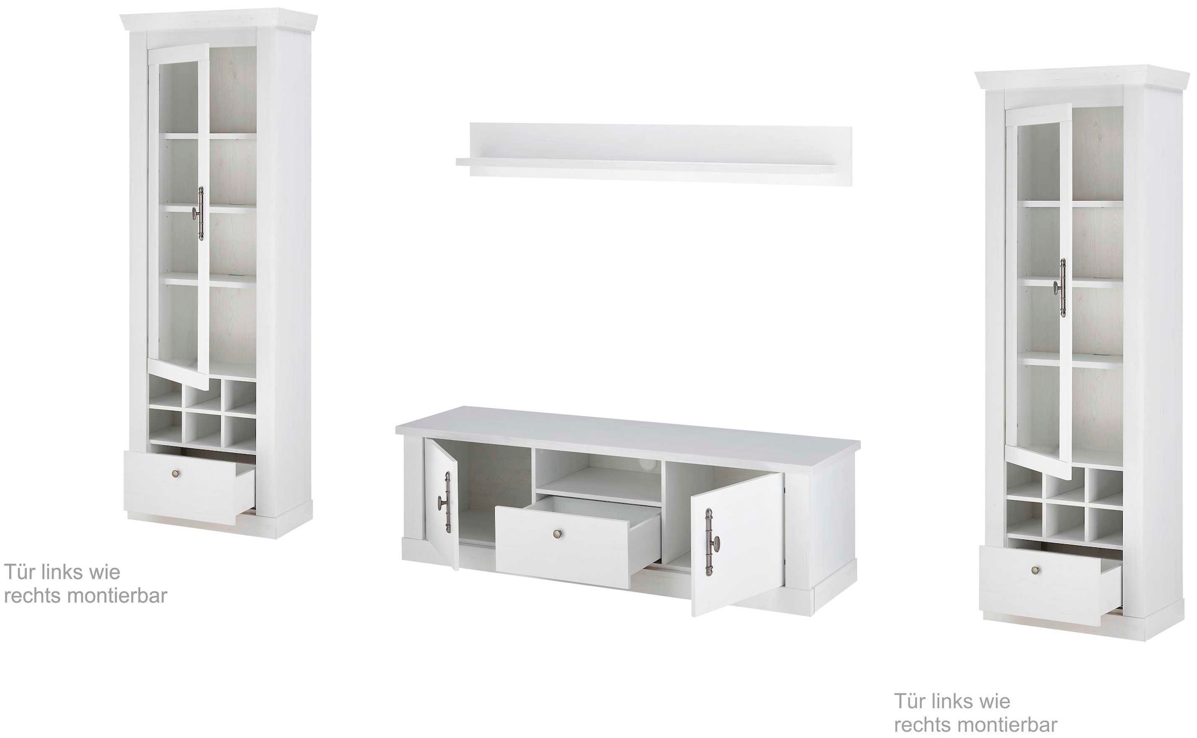 Home affaire Wohnwand »RAVENNA«, (4 St.), im romantischen Landhausstil, Griffe aus Metall, Softclose-Funktion