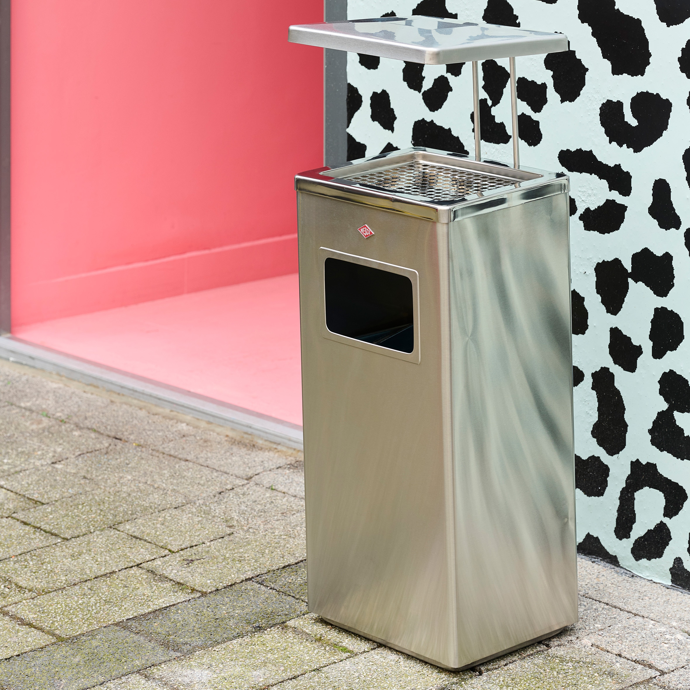 WESCO Aschenbecher »Standascher 19 L mit Dach« 1 Behälter mit Einsatz aus Edelstahl, Einwurfschlitz, Sieb und Dach, wetterfest