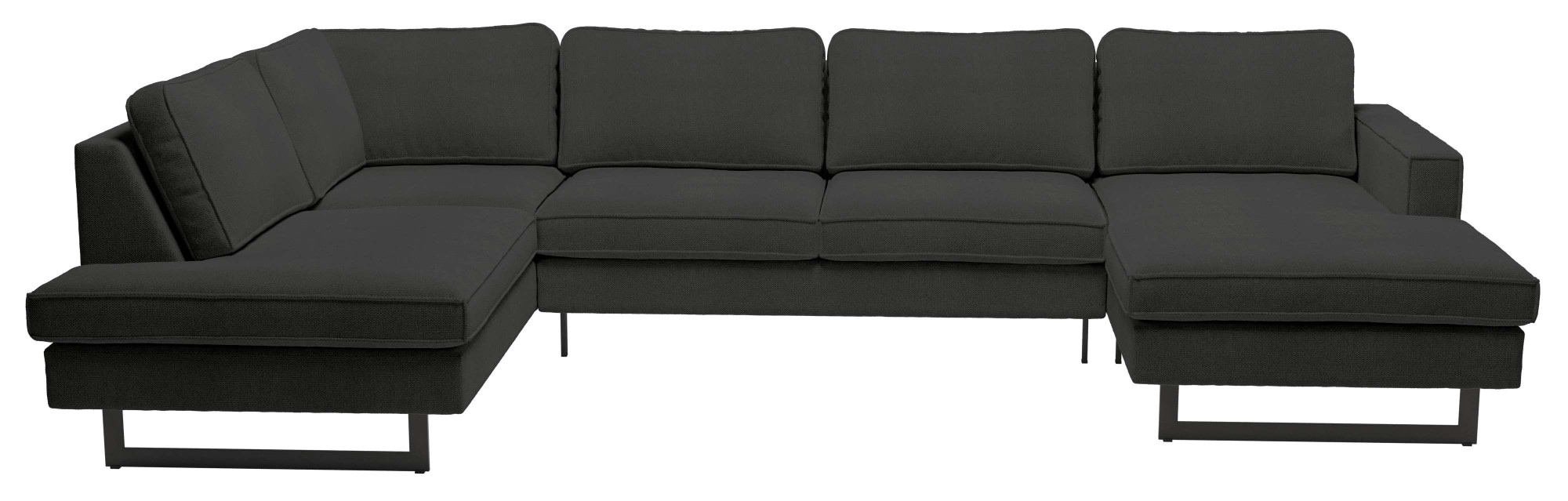 Places of Style Wohnlandschaft »Pinto, 350 cm, U-Form, XXL, mit Ottomanen«, Cord, Feincord, Luxus-Microfaser Leder und Chenille