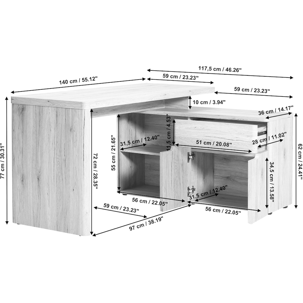 Jahnke Eckschreibtisch »CU-LIBRE 150 E«, (1 St.)