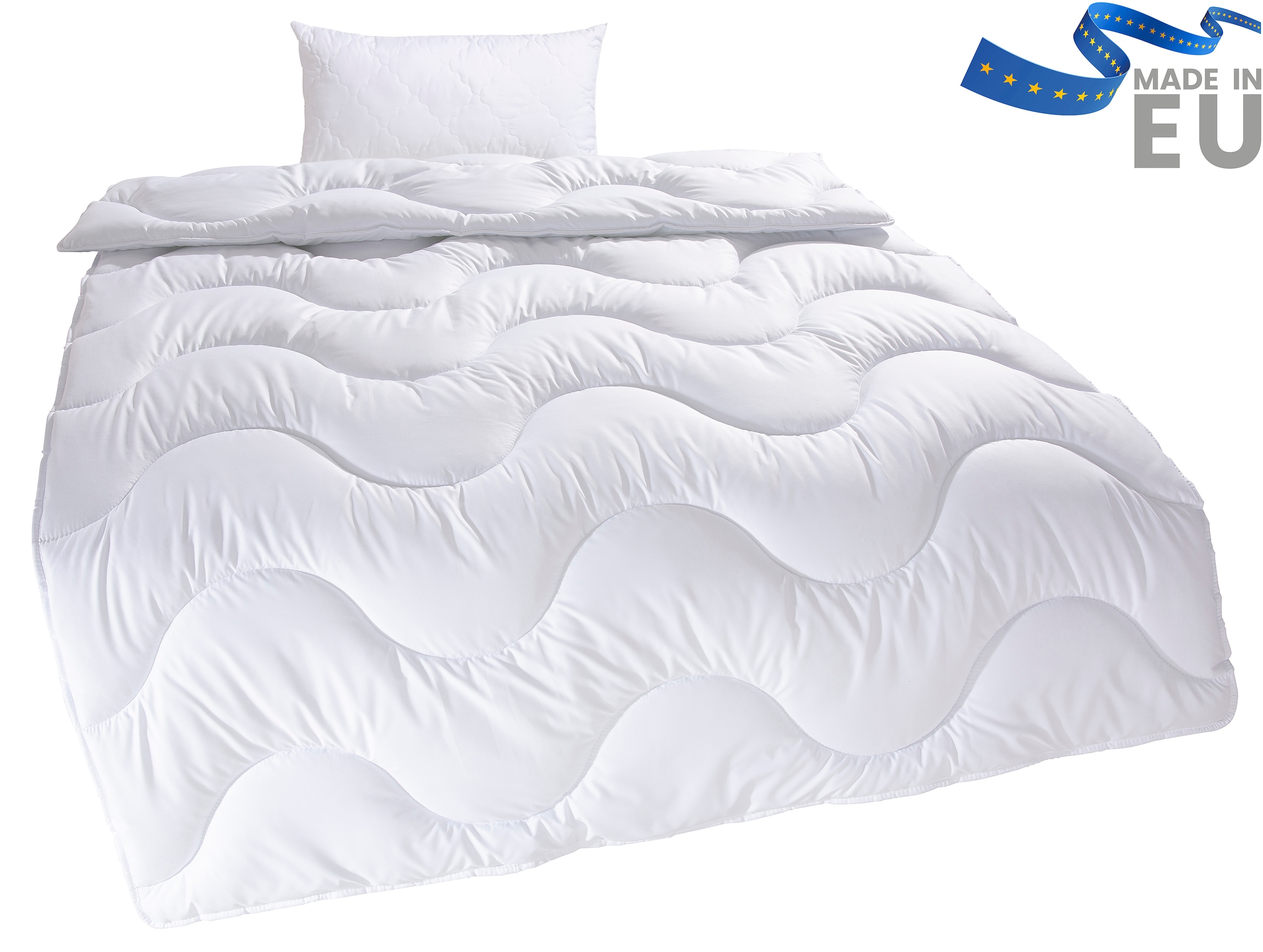 OTTO home Microfaserbettdecke + Microfaserkissen »Mailo, Bettdecke 135x200 cm, 155x220 cm« 2-tlg., Set mit Kissen 80x80 cm, Sommer, Winter