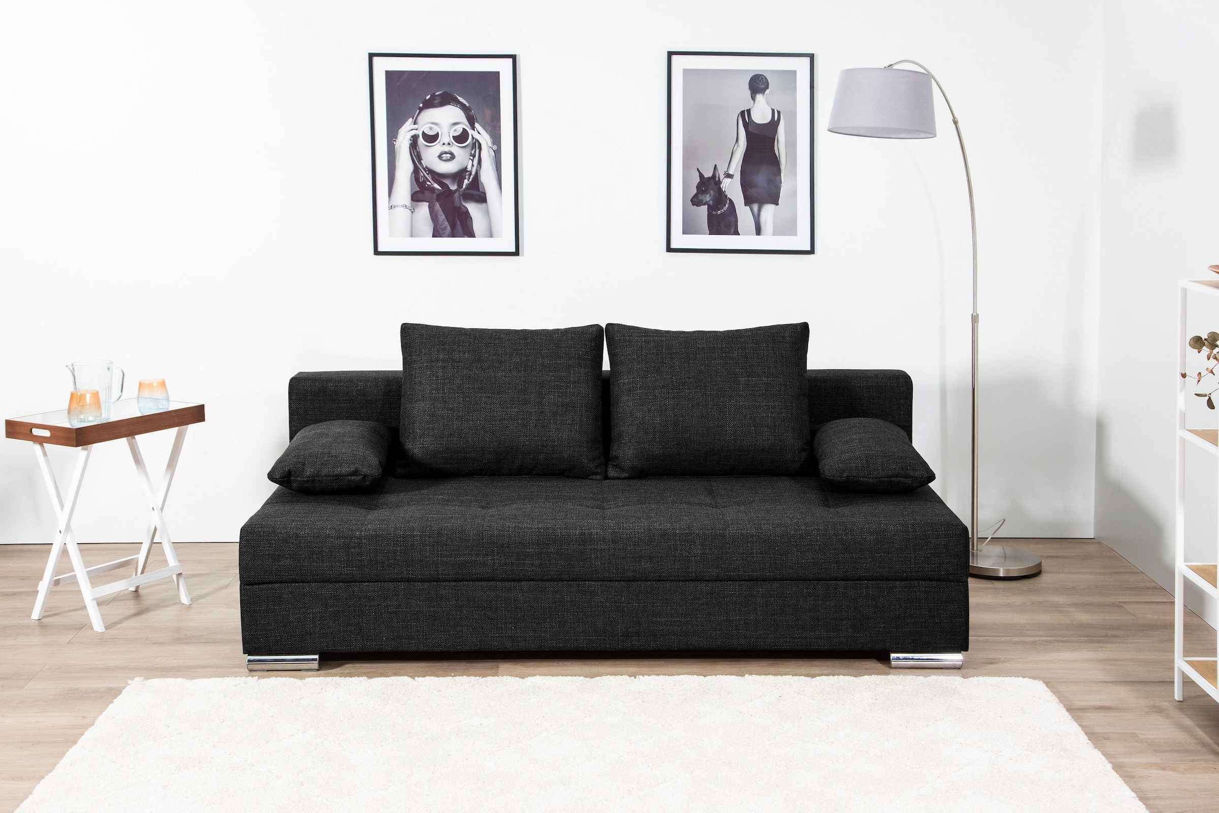 COLLECTION AB Schlafsofa »Tania mit Bettfunktion und Bettkasten«, komfortabler Sitzkomfort: Federkern-Polsterung, inklusive Rückenkissen